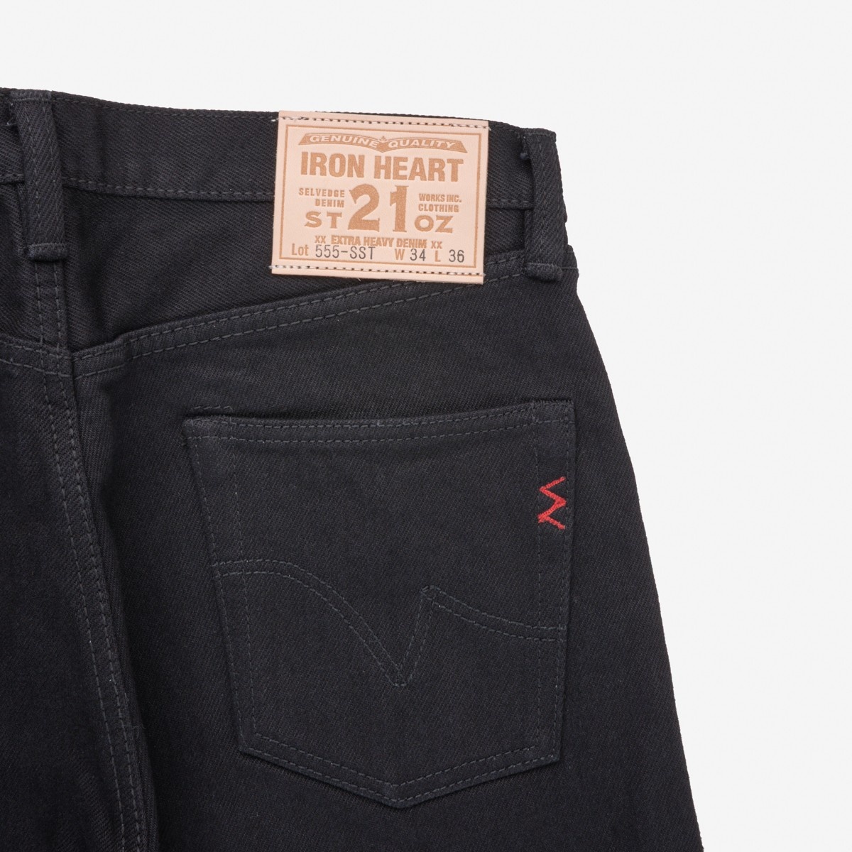 IH-555-SST-BLK 21oz Shinayaka Selvedge Denim Super Slim Cut Jeans - Black - 4