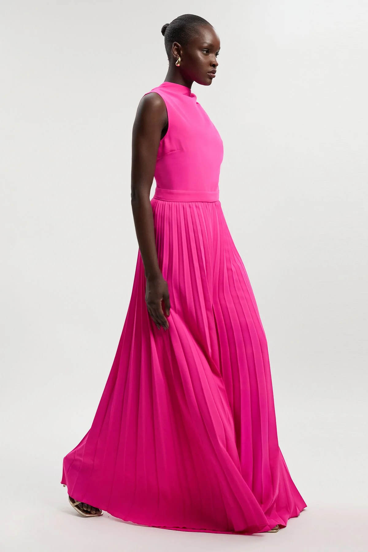 Soft Tailored Halter Neck Pleated Jumpsuit - 1