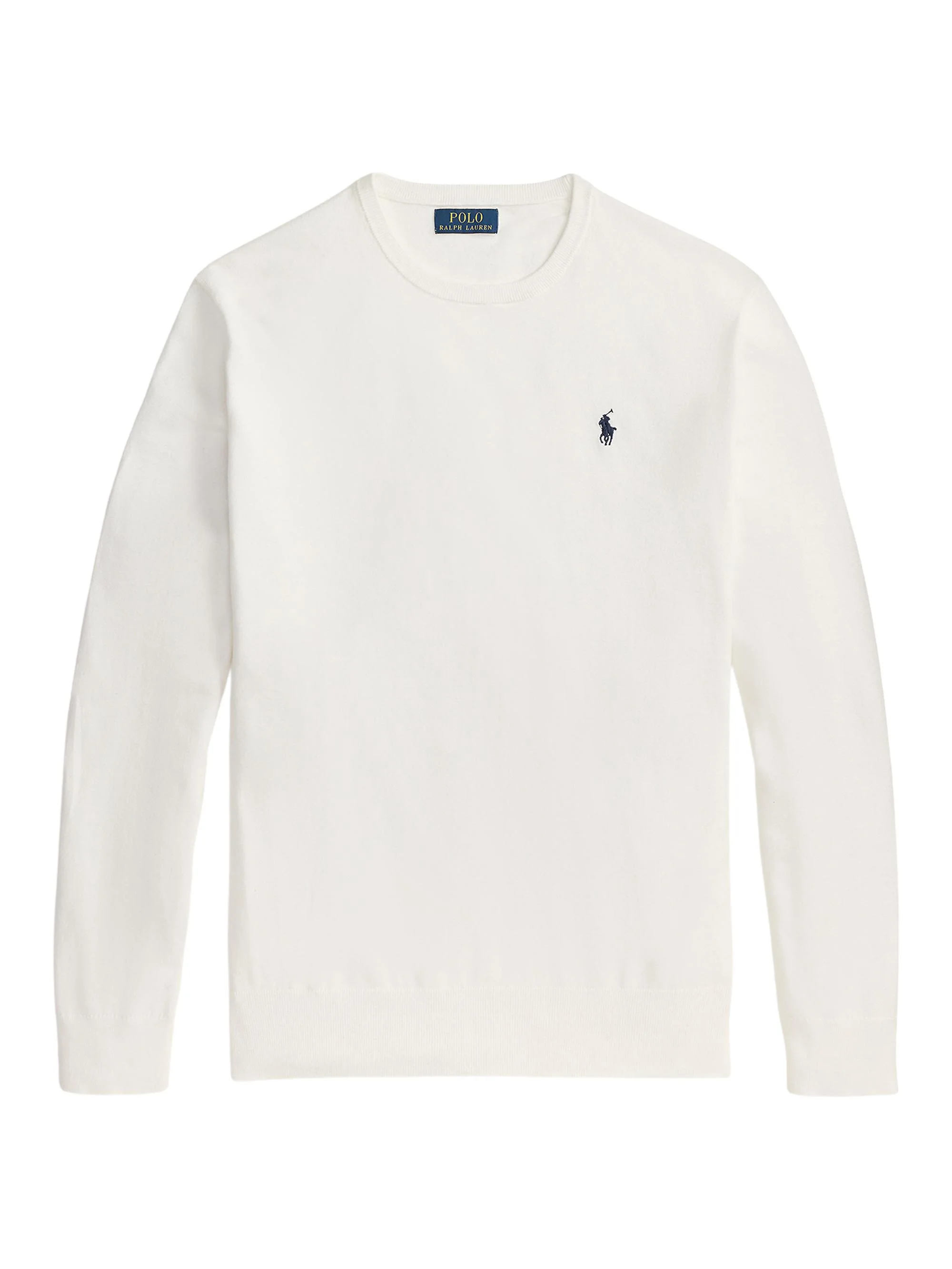 Men's Embroidered Logo Cotton Crewneck Sweater - Deckwash White - 1