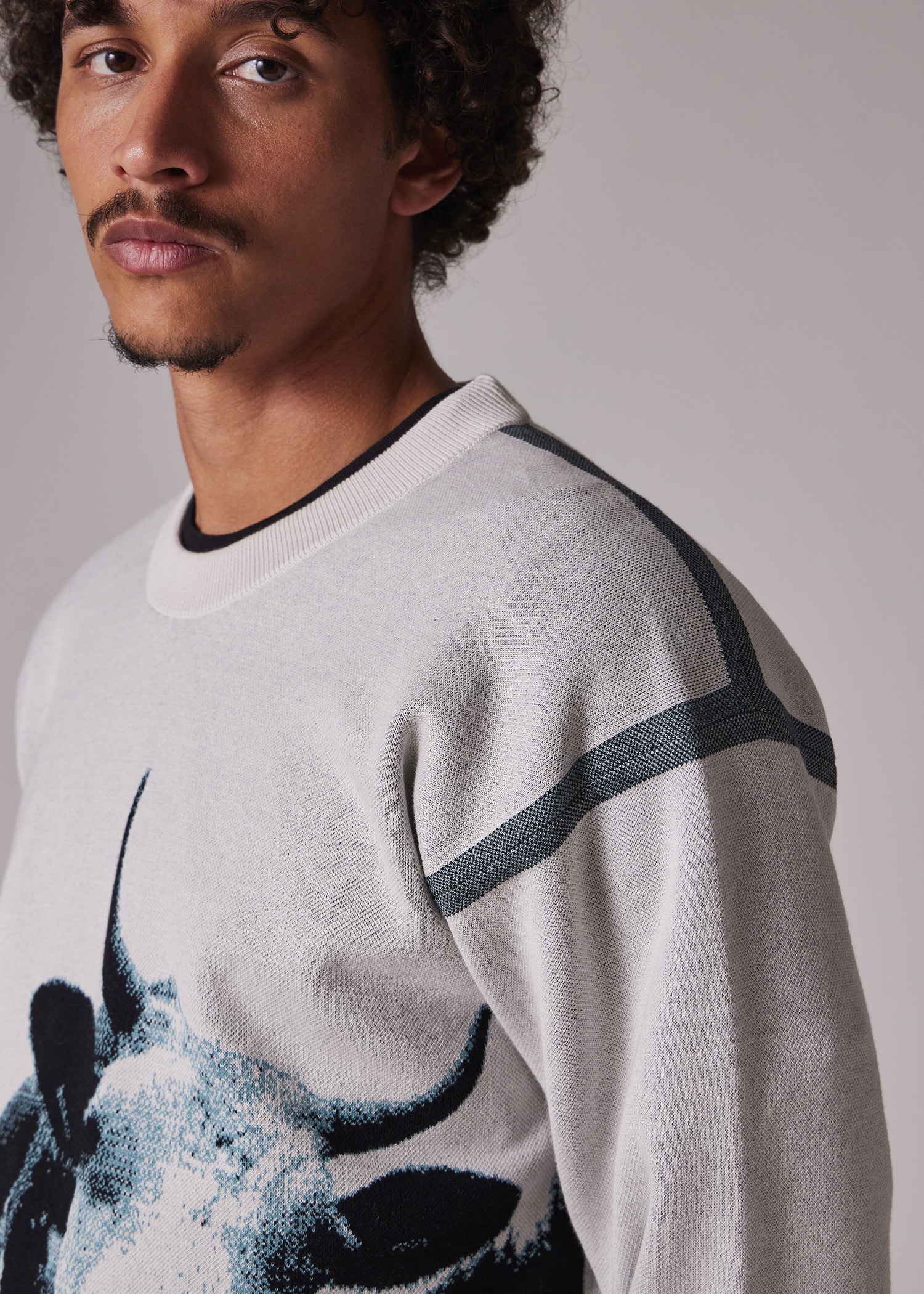 'Cow' Jacquard Cotton Sweater - 3