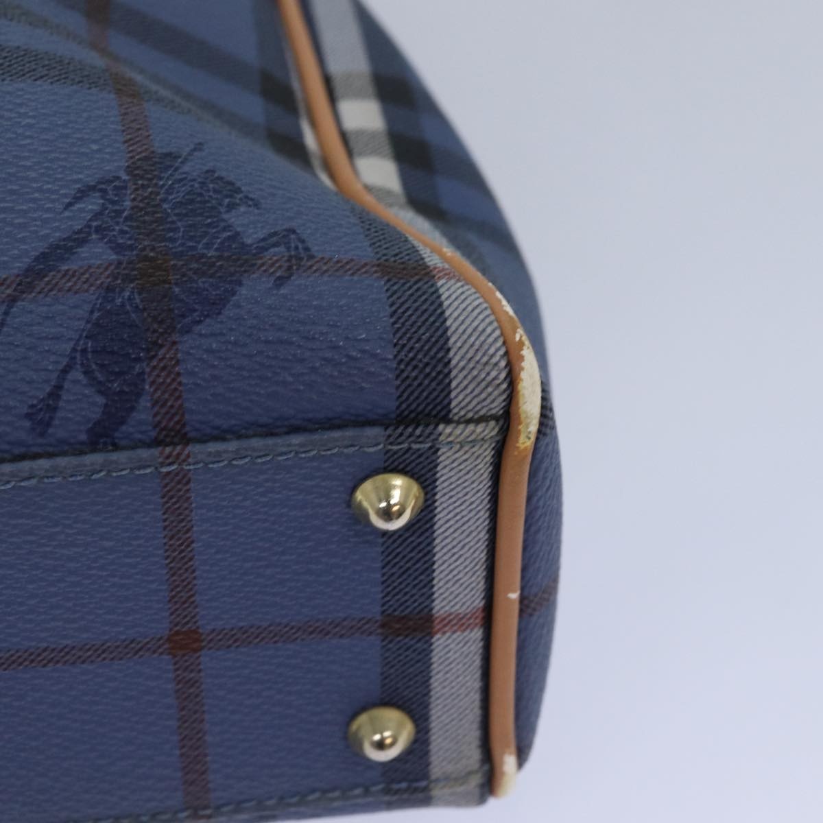 Burberry Nova Check Tote Bag Pvc Leather Blue - 16