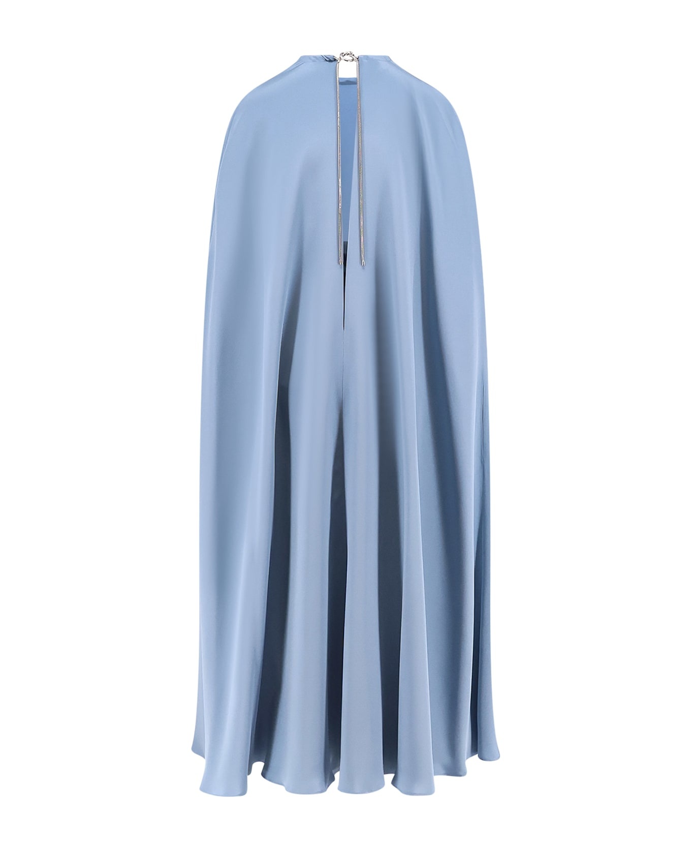 Managua Silk Long Dress With Silk Cape And Metal Detail - 2