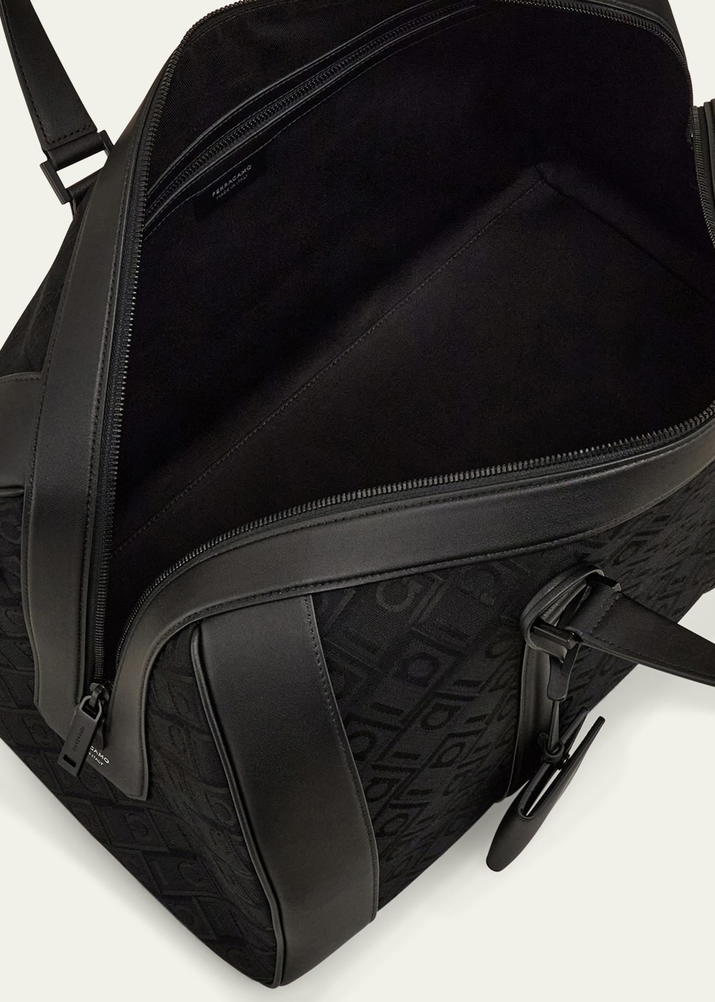 Men's Jacquard and Leather Duffel Bag - 4