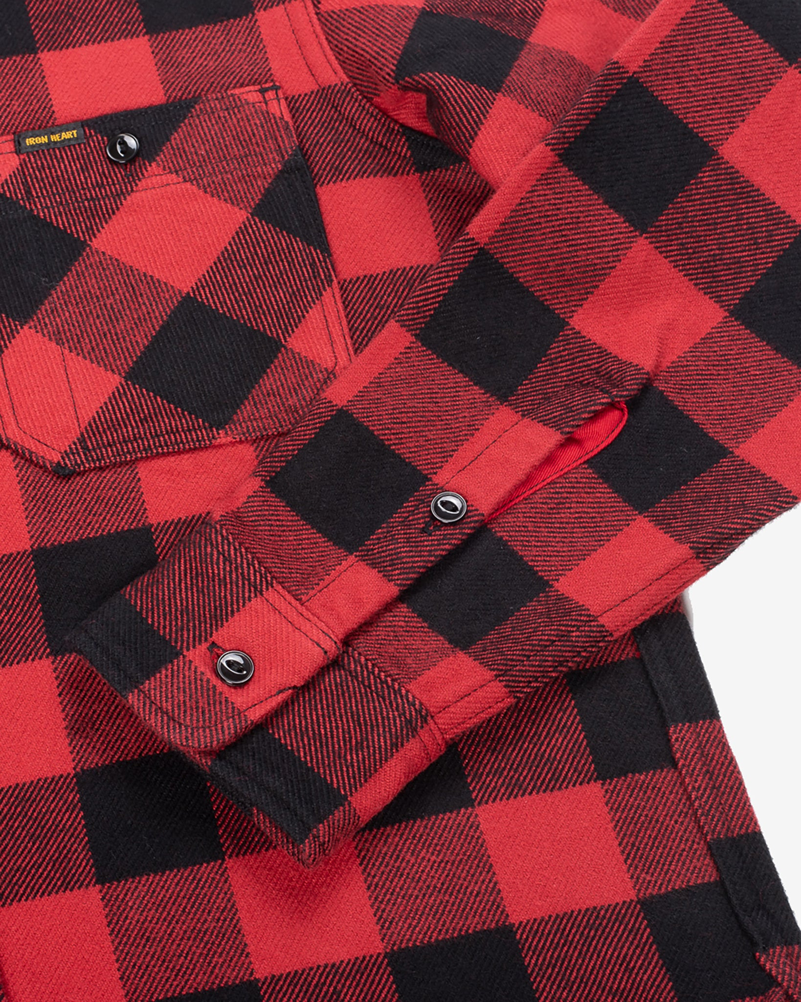 IHSH-244-RED Ultra Heavy Flannel Buffalo Check Work Shirt - Red/Black - 7