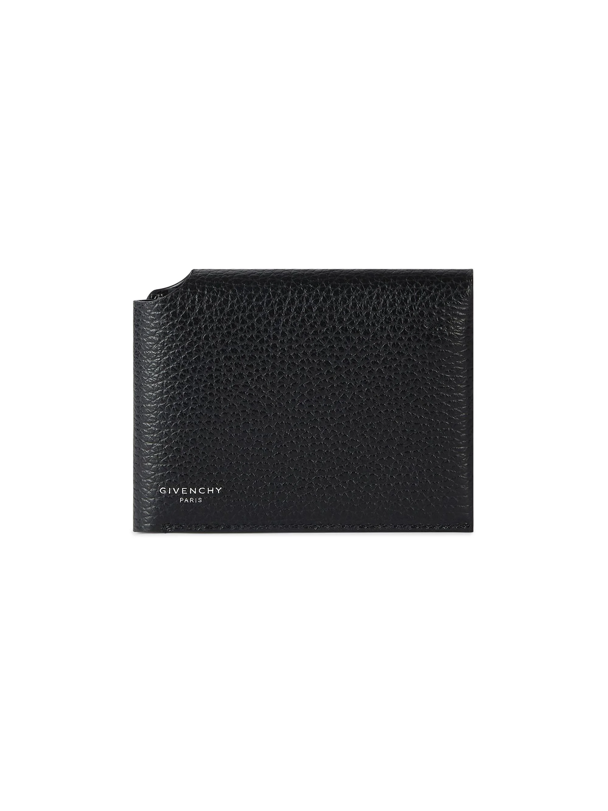 Men's Fold Wallet in Grained Leather - Black - 1