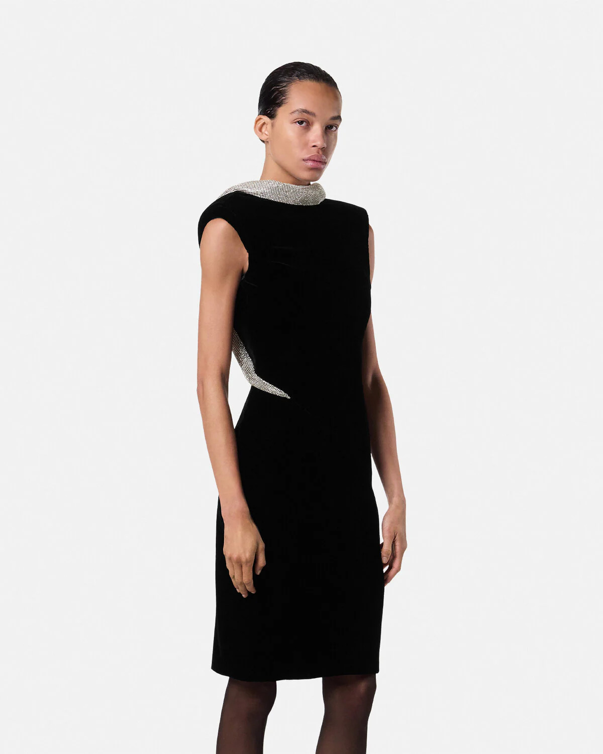 Torchon Velvet Fitted Mini Dress - 4