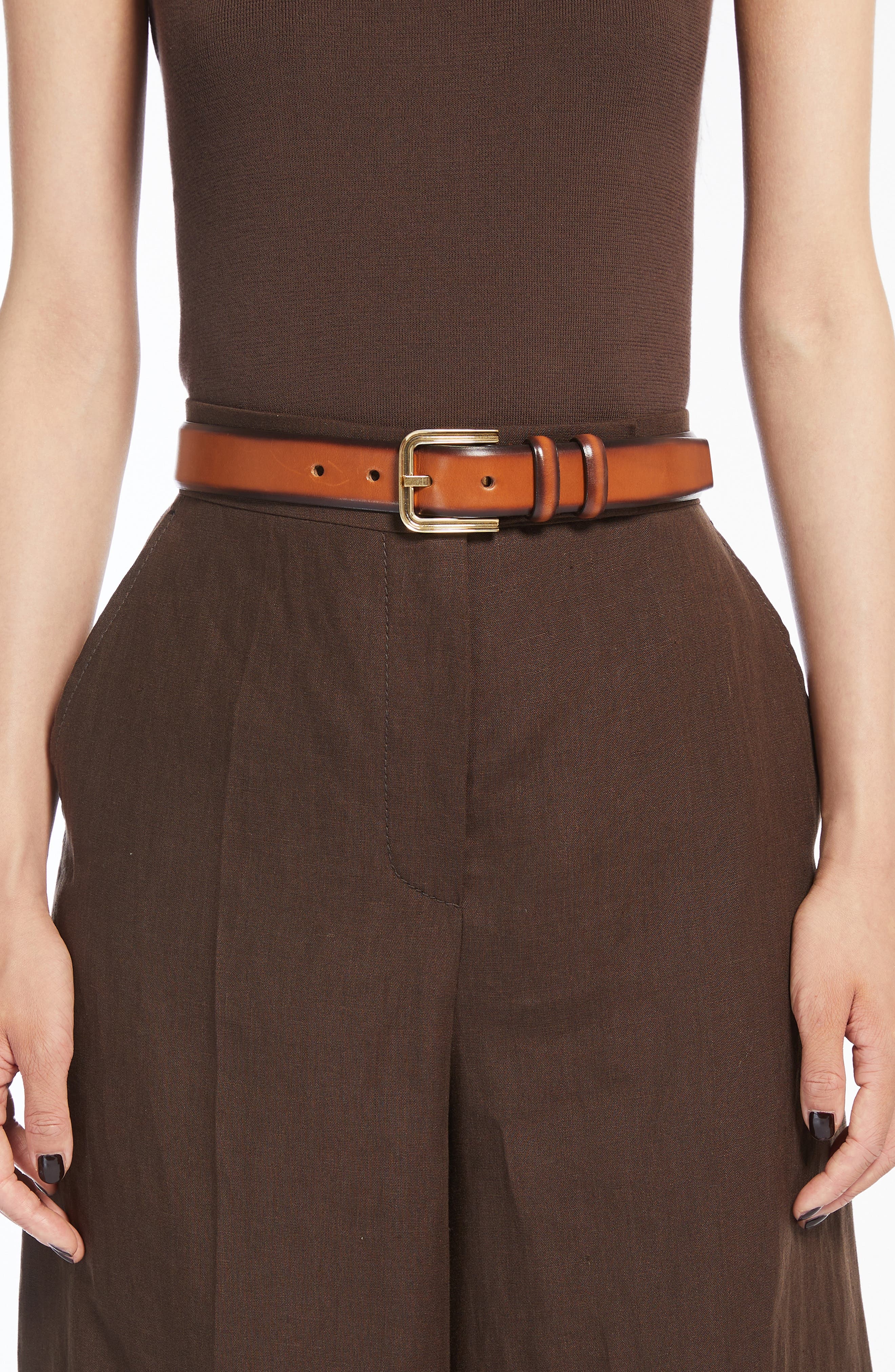 Max Mara Leather Belt in Tobacco at Nordstrom - 2