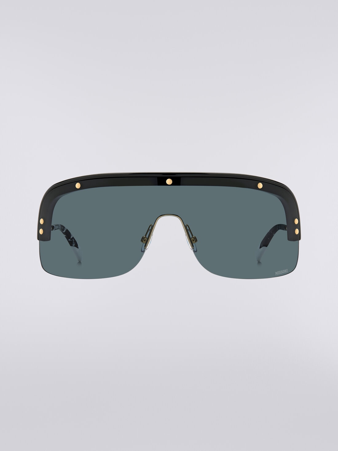 Mask sunglasses with metal temples and acetate tips - 1