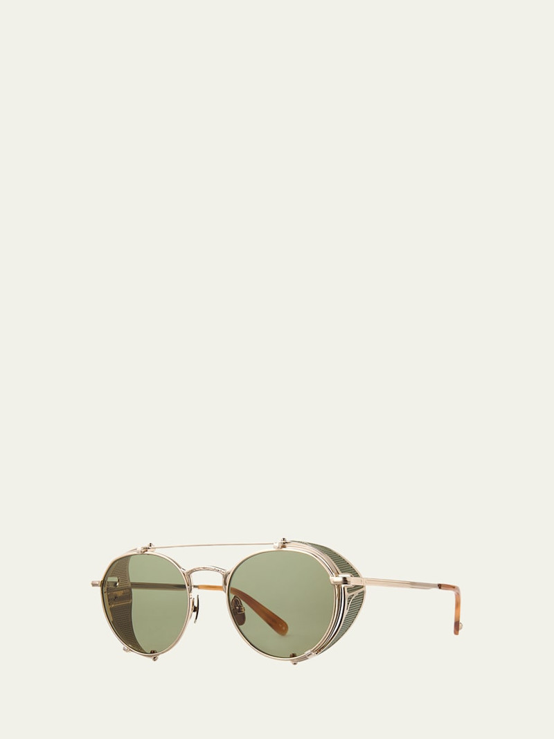 Garrett Leight Men's Ocampo Metal Round Sunglasses with Side Shields outlook