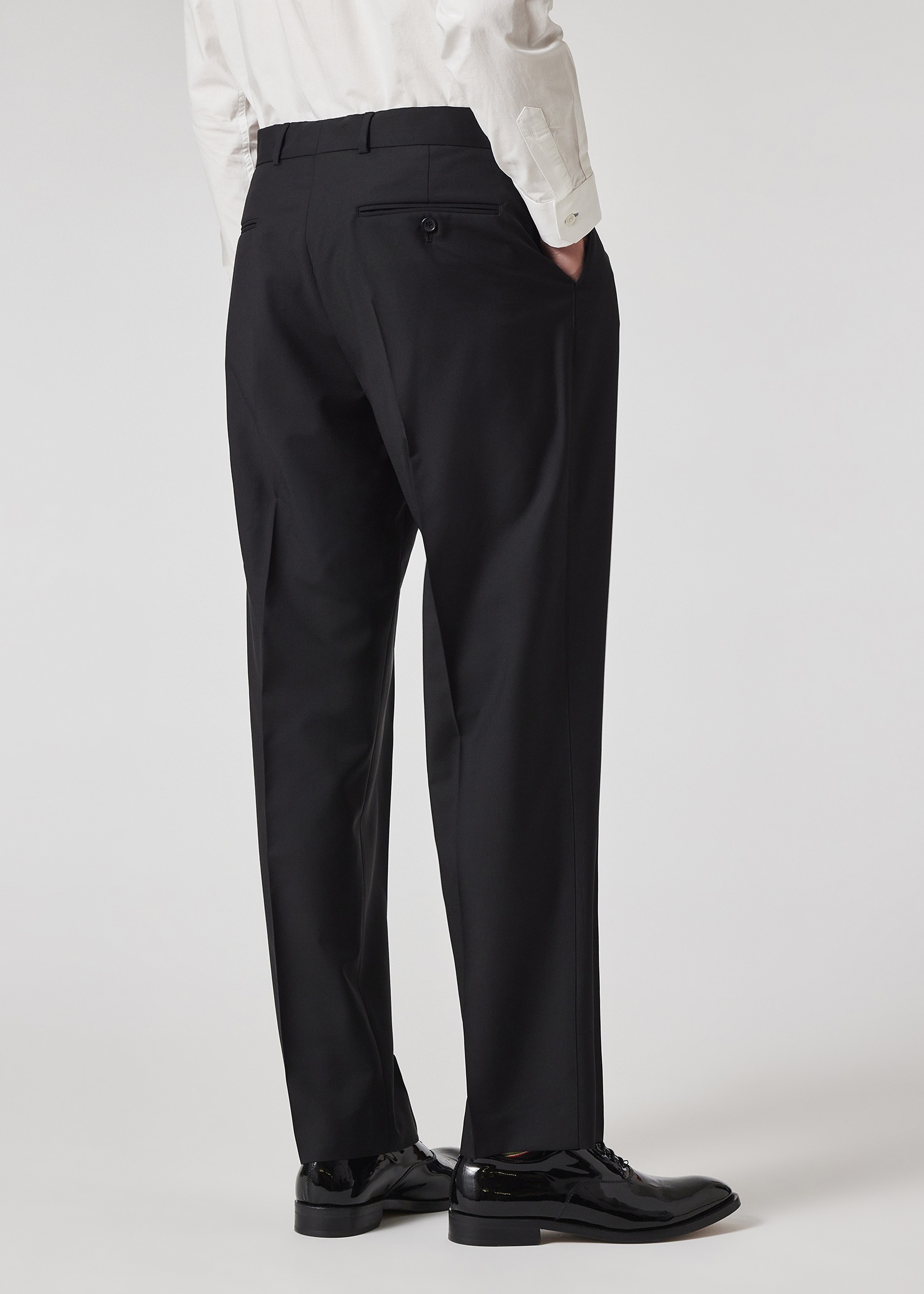 Black Wool-Mohair Pleated Trousers - 5