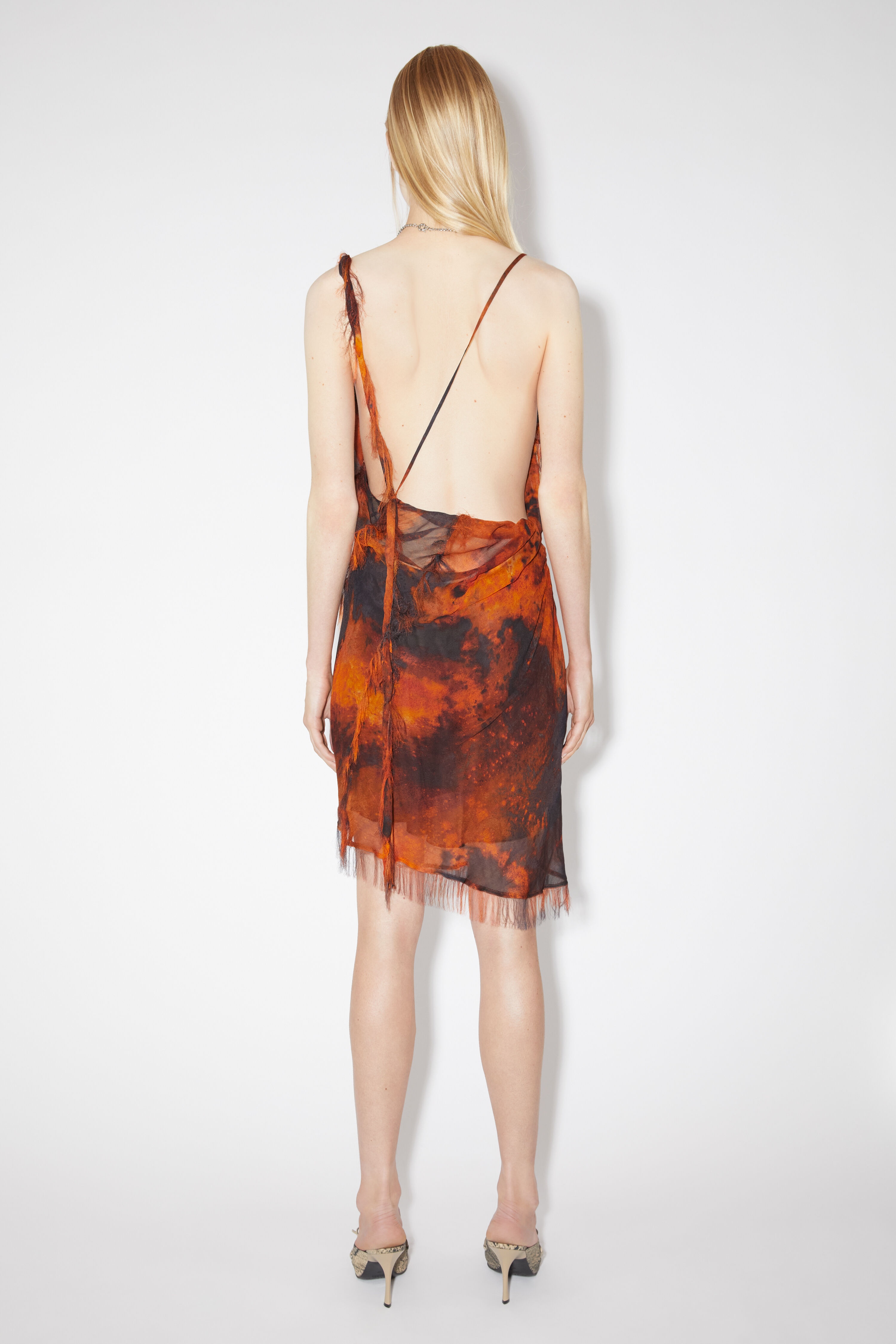 Draped strap dress - Rust orange - 3