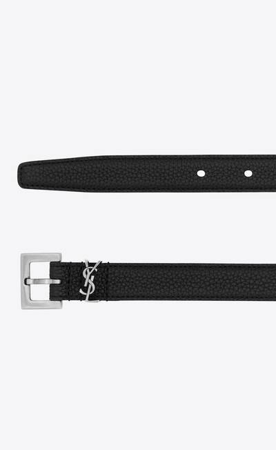 SAINT LAURENT monogram thin belt with square buckle in grained leather outlook