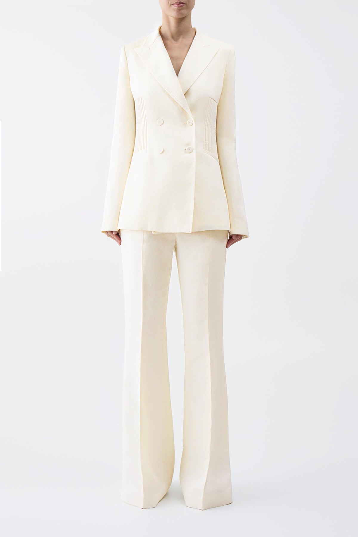 Rhein Pant in Ivory Textured Linen - 3