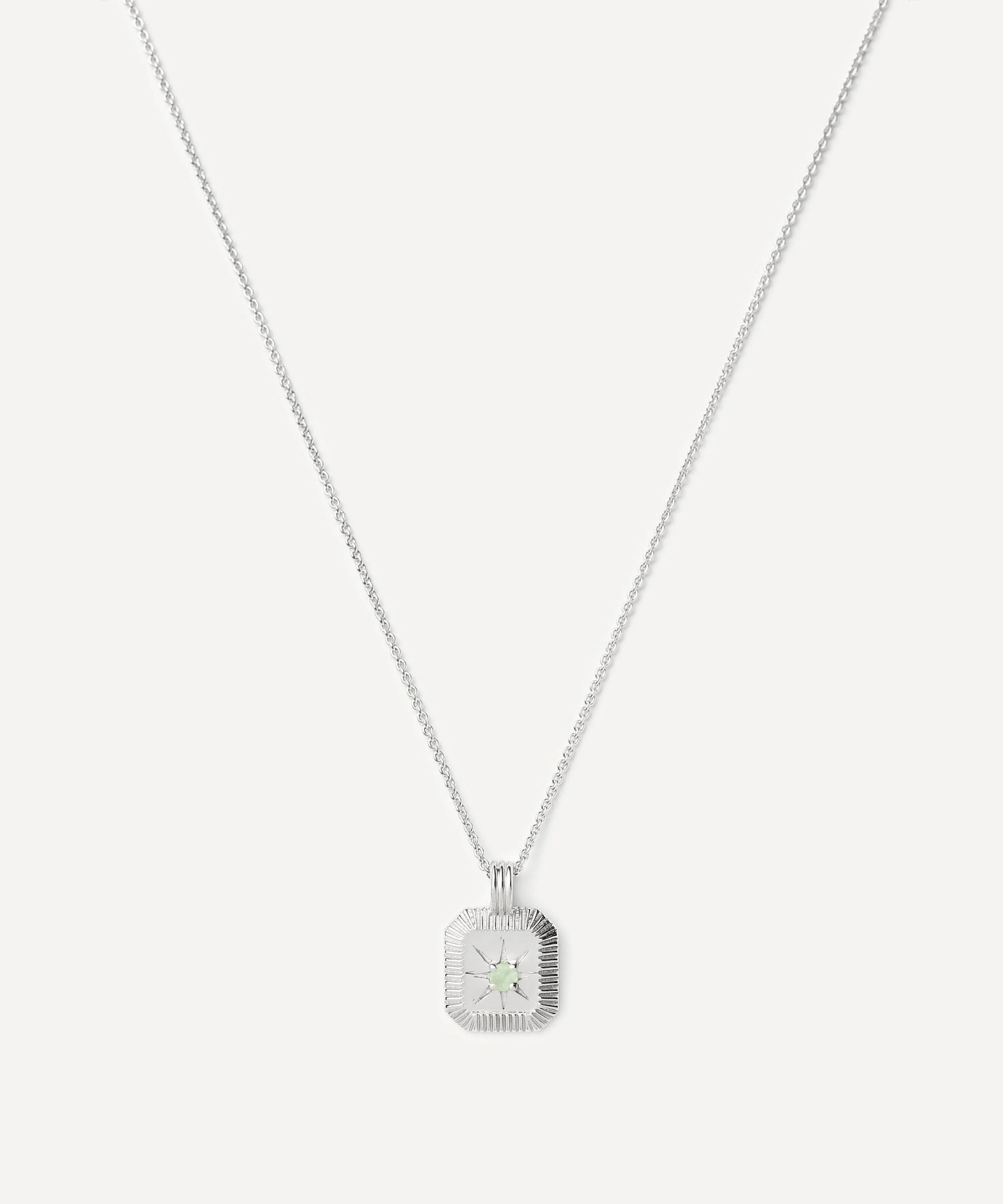 Sterling Silver March Birthstone Pendant Necklace - 1