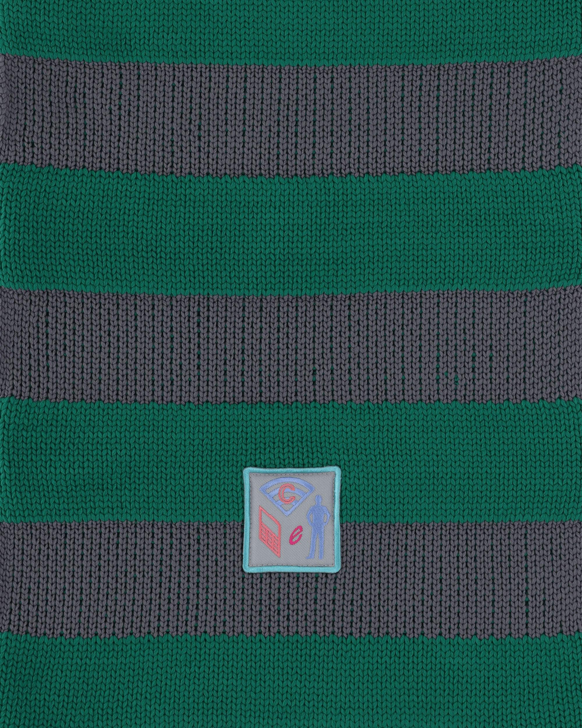 Poly Knit Stripe Scarf Green - 5