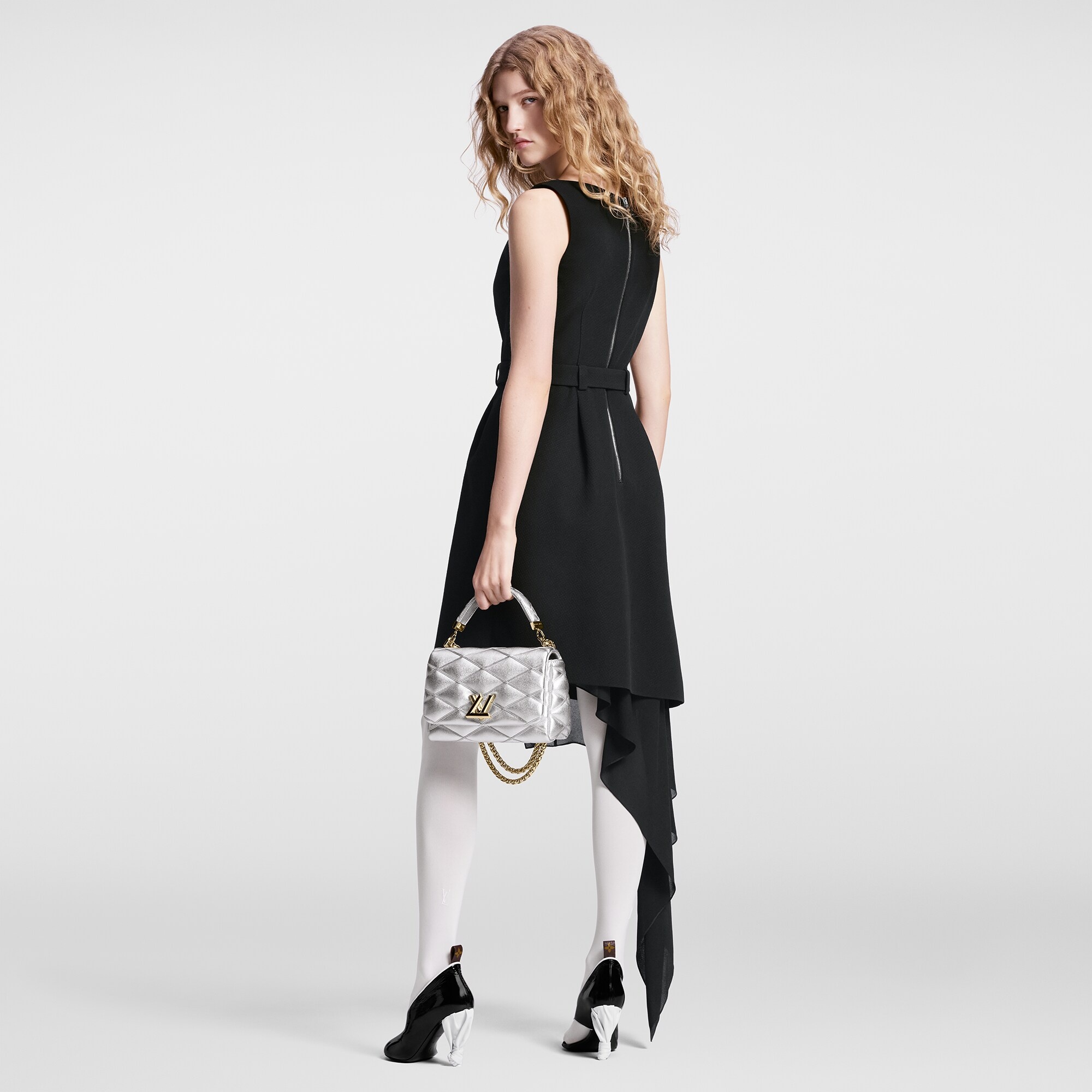 Silk Train Belted Dress - 3