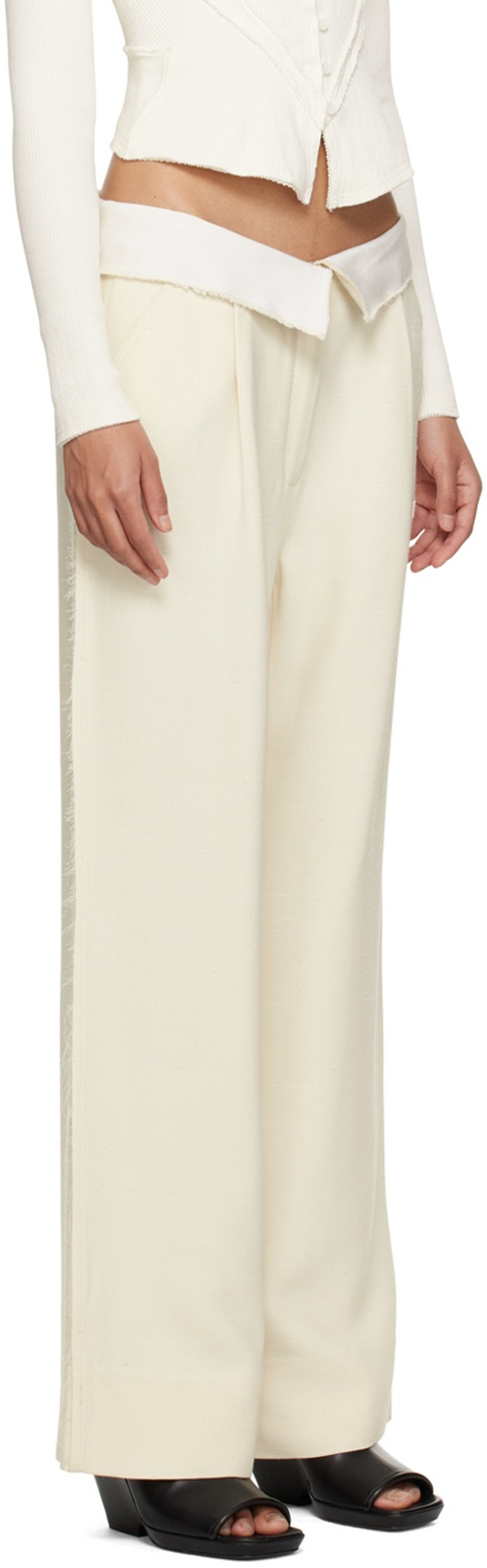 TALIA BYRE Off-White Loose Tailored Trousers outlook
