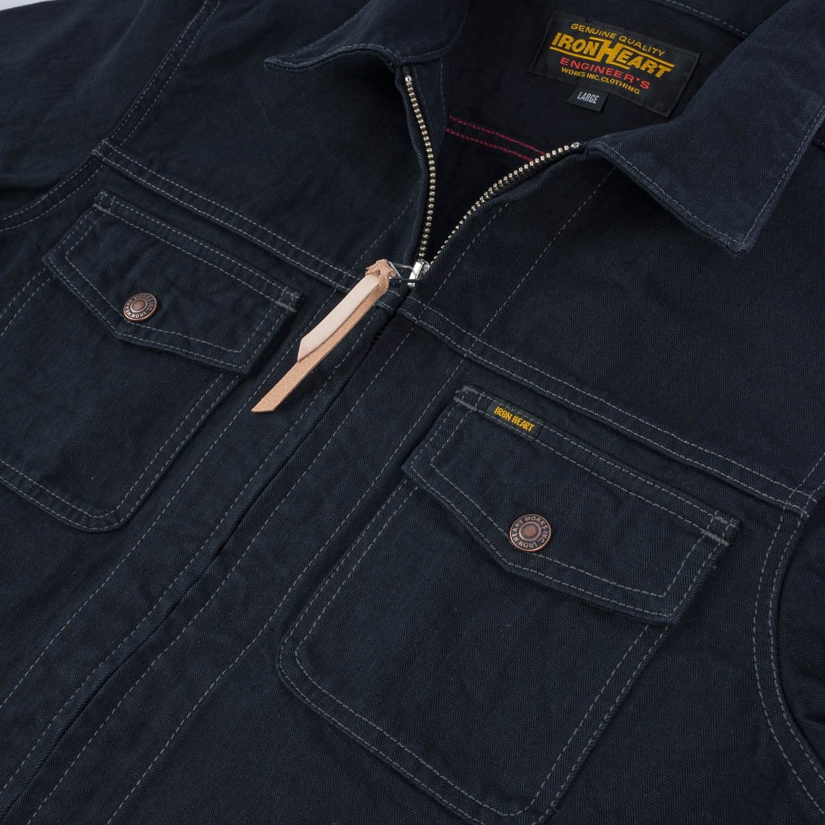 IHJ-124-BLK 10oz Herringbone Work Jacket - Black - 10