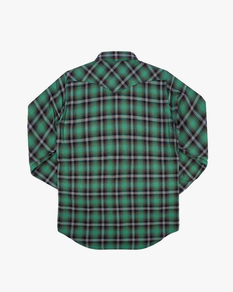 12OZ ULTRA HEAVY FLANNEL CHECK WESTERN SHIRT - GREEN 4