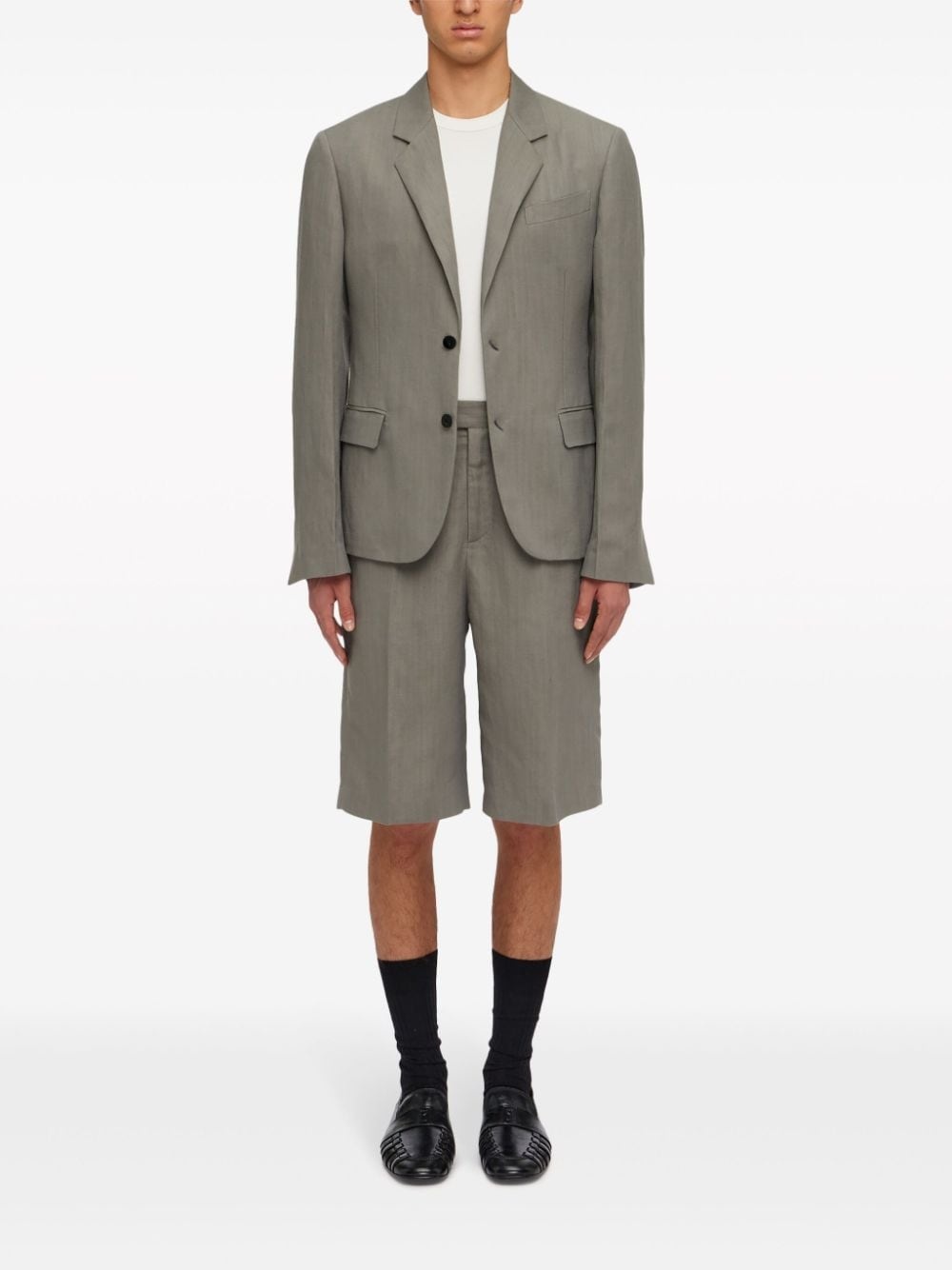 tailored linen-blend blazer - 2
