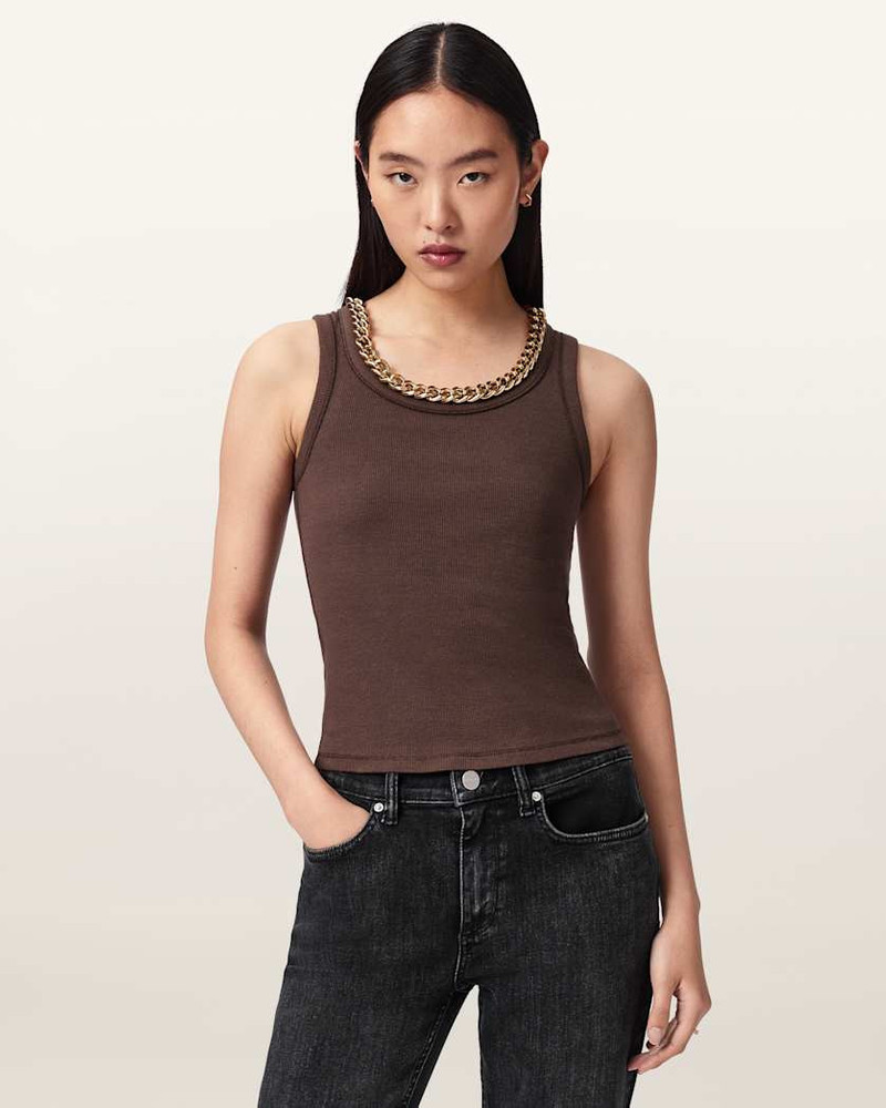 ALLSAINTS LUCY SLEEVELESS SLIM FIT RIBBED TANK TOP outlook
