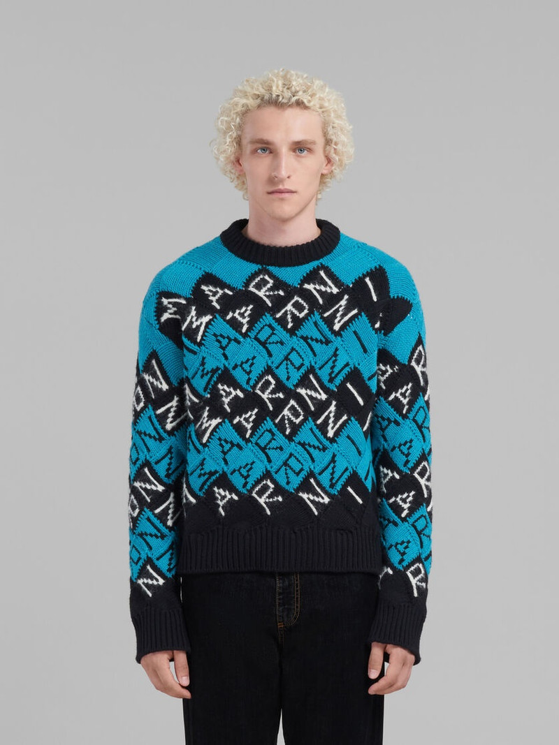 Marni BLUE AND BLACK WOOL MARNI BLOCK JUMPER outlook