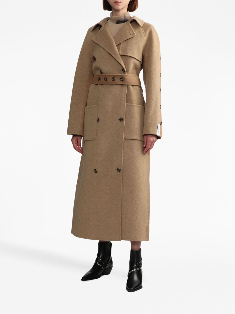 button-detail double-breasted maxi coat - 3