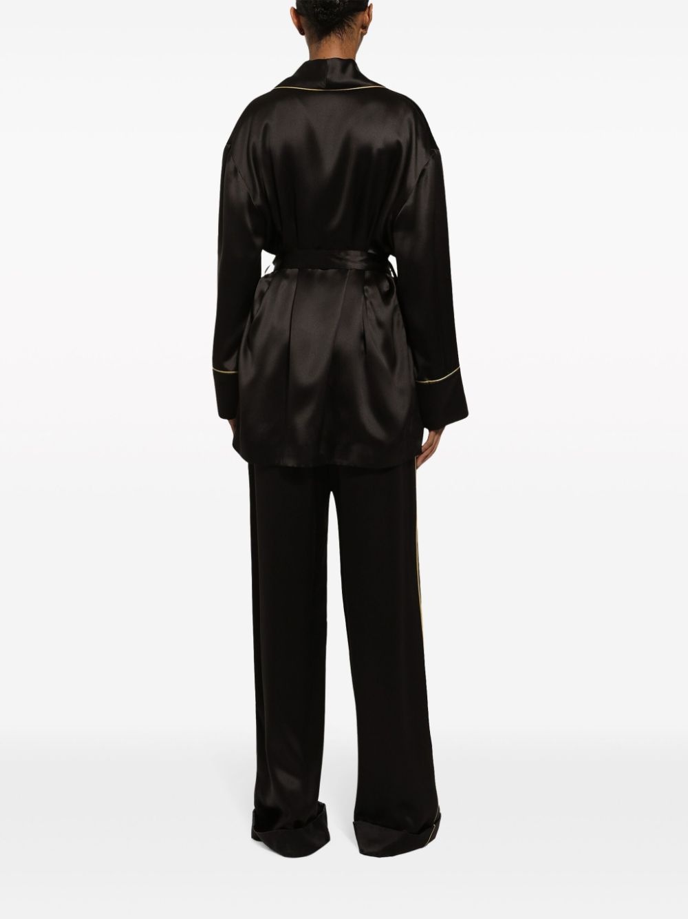 elasticated-waistband silk trousers - 4