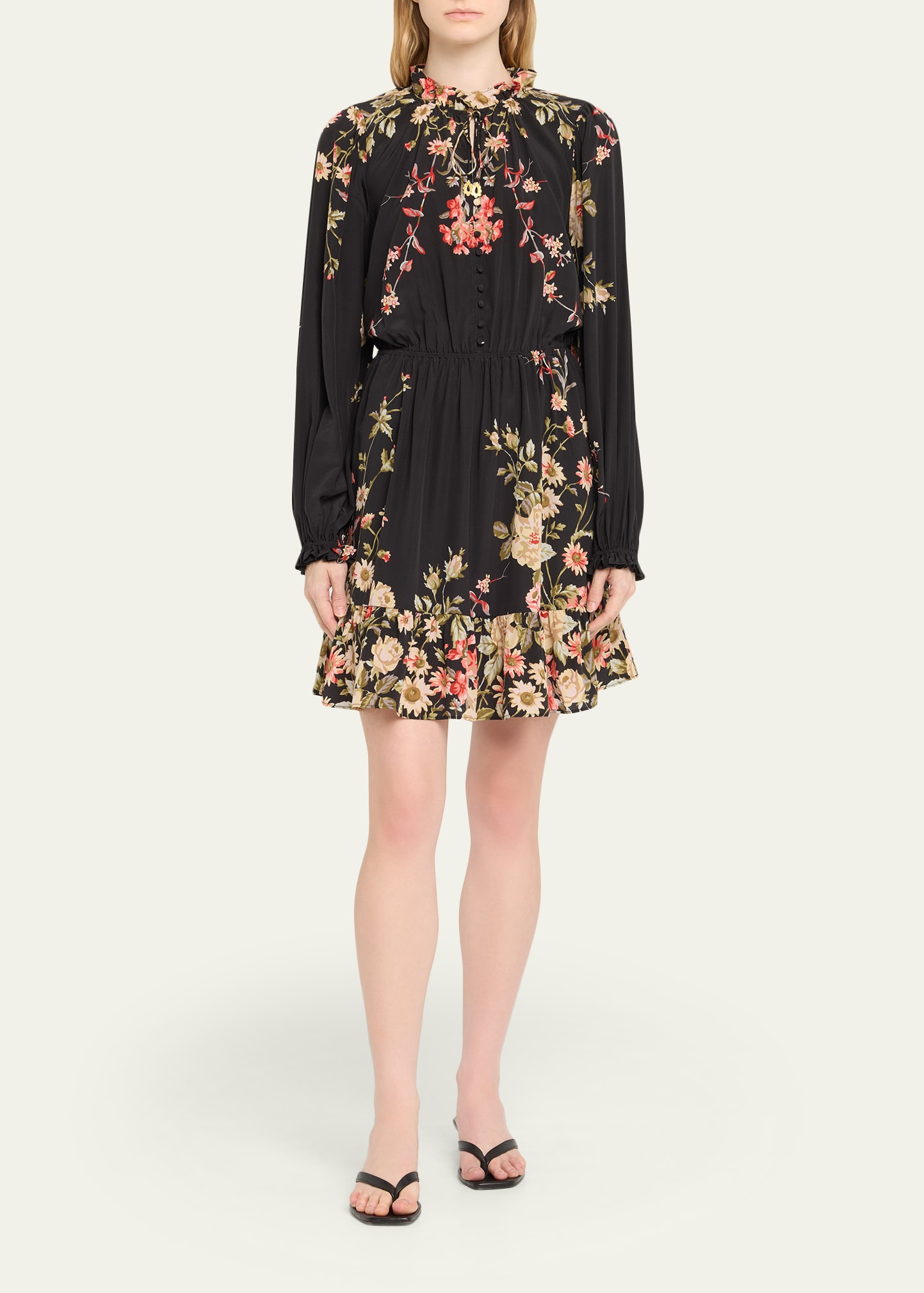 Jolie Floral Long-Sleeve Mini Dress - 2