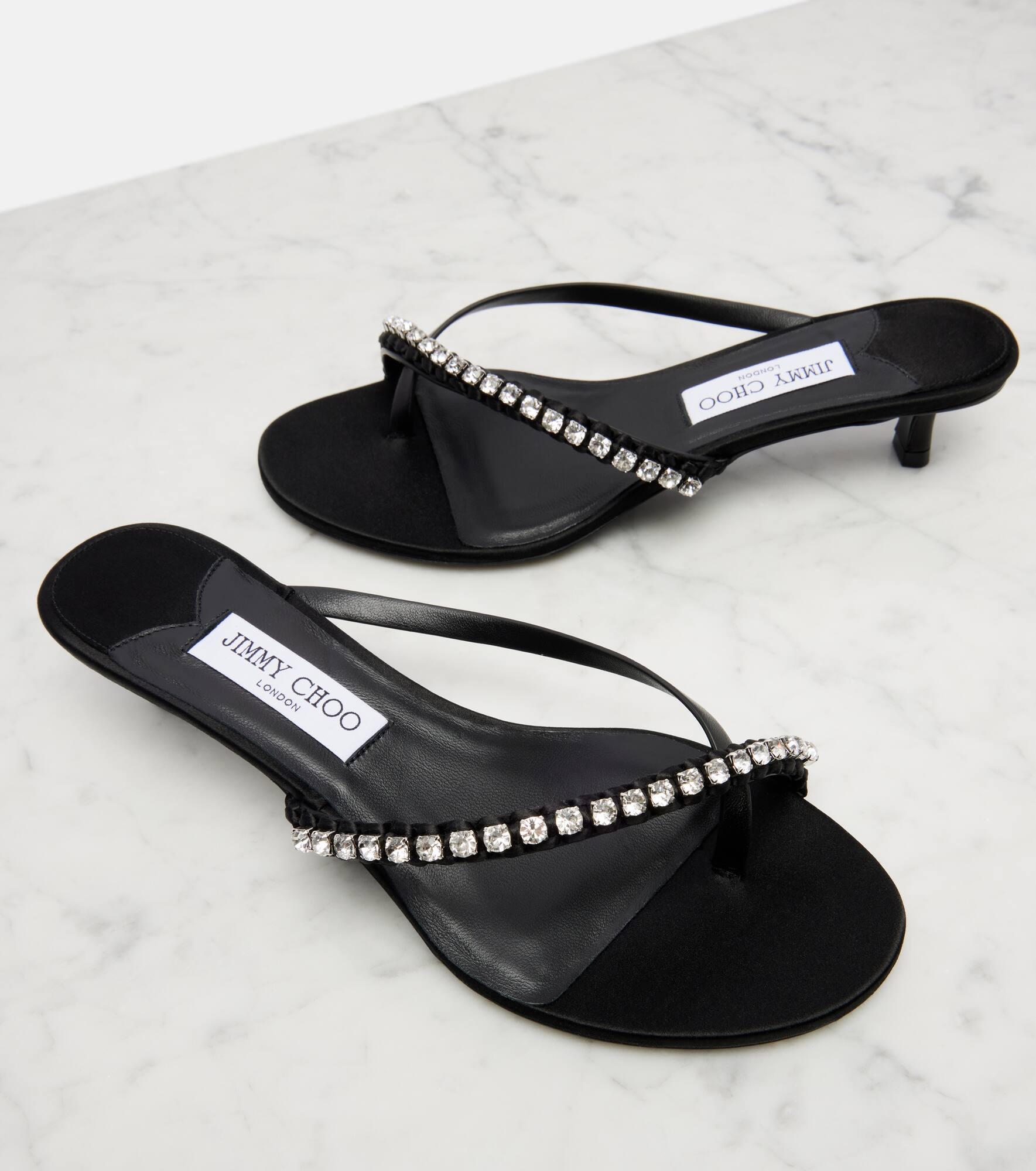 Dila 35 leather and satin thong sandals - 5