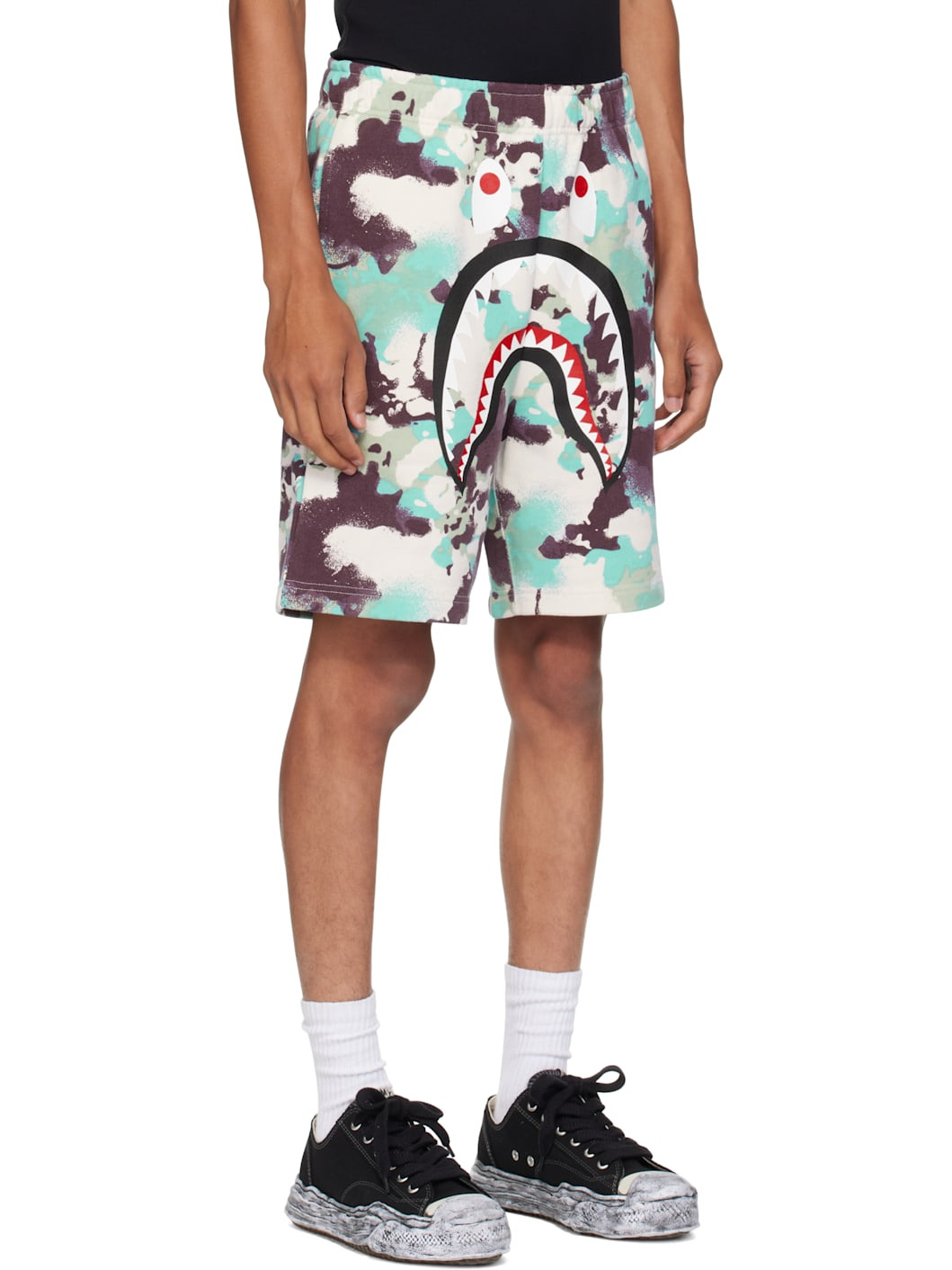 Blue & Purple Map Camo Regular Fit Shark Sweat Shorts - 2