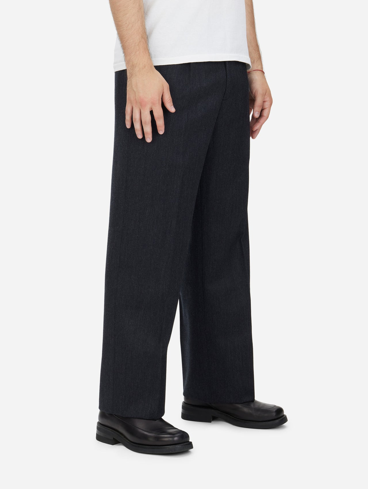 Pleated Trouser - Charcoal Wool - 4
