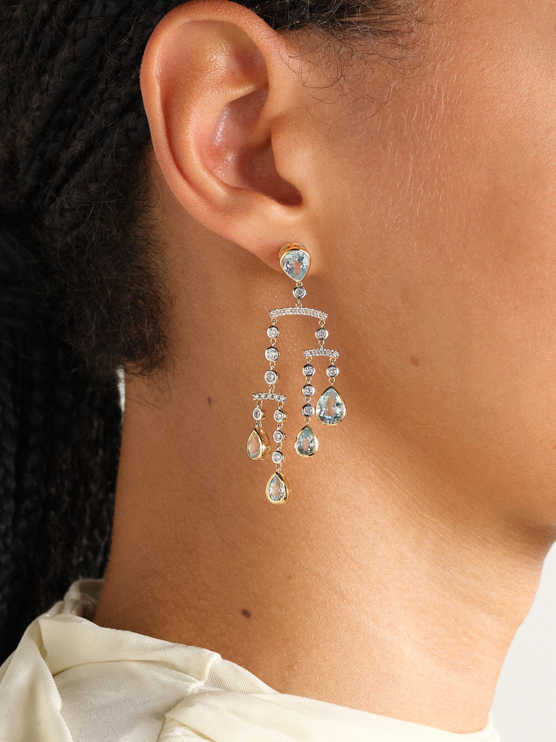 MATEO Mobile 14-karat Yellow And White Gold, Topaz And Diamond Earrings outlook