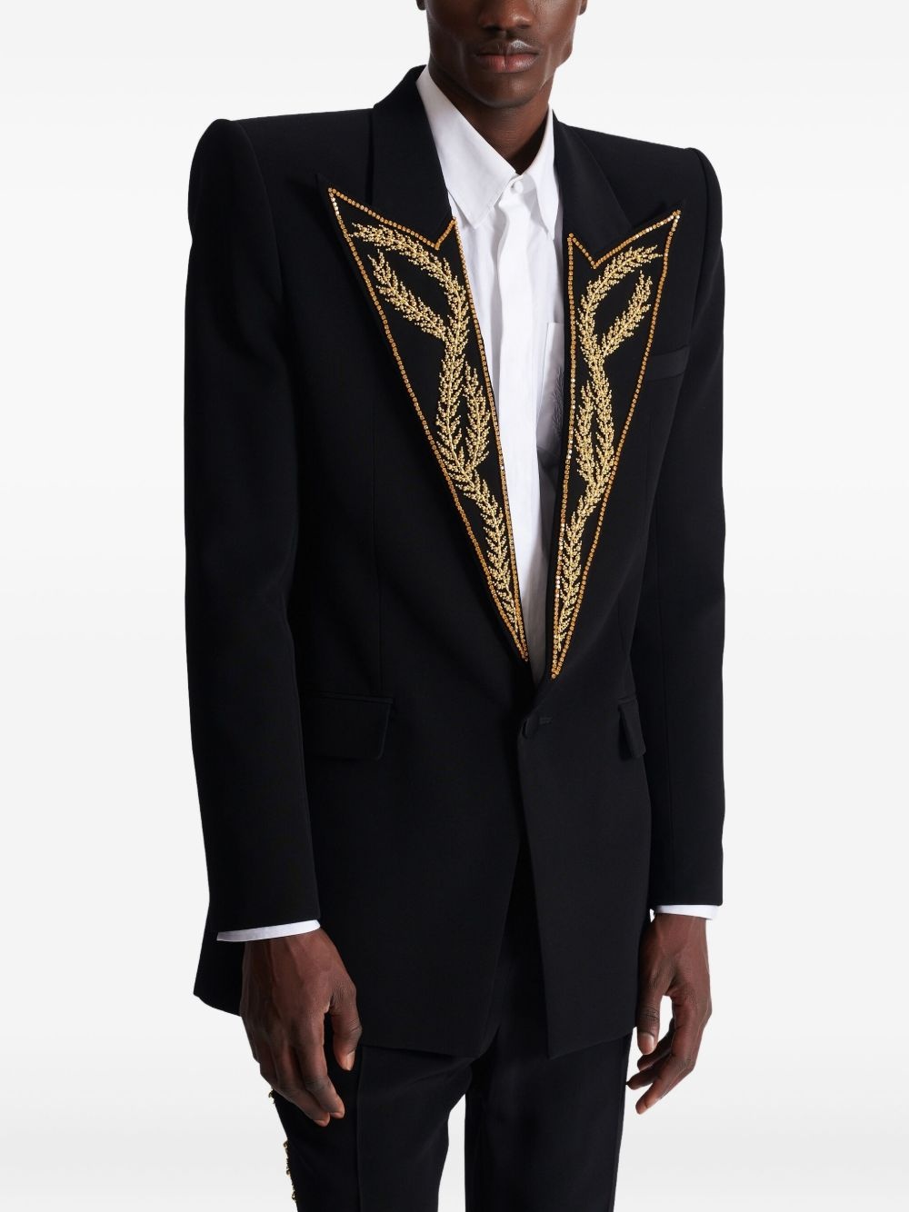 embroidered-collar blazer - 6