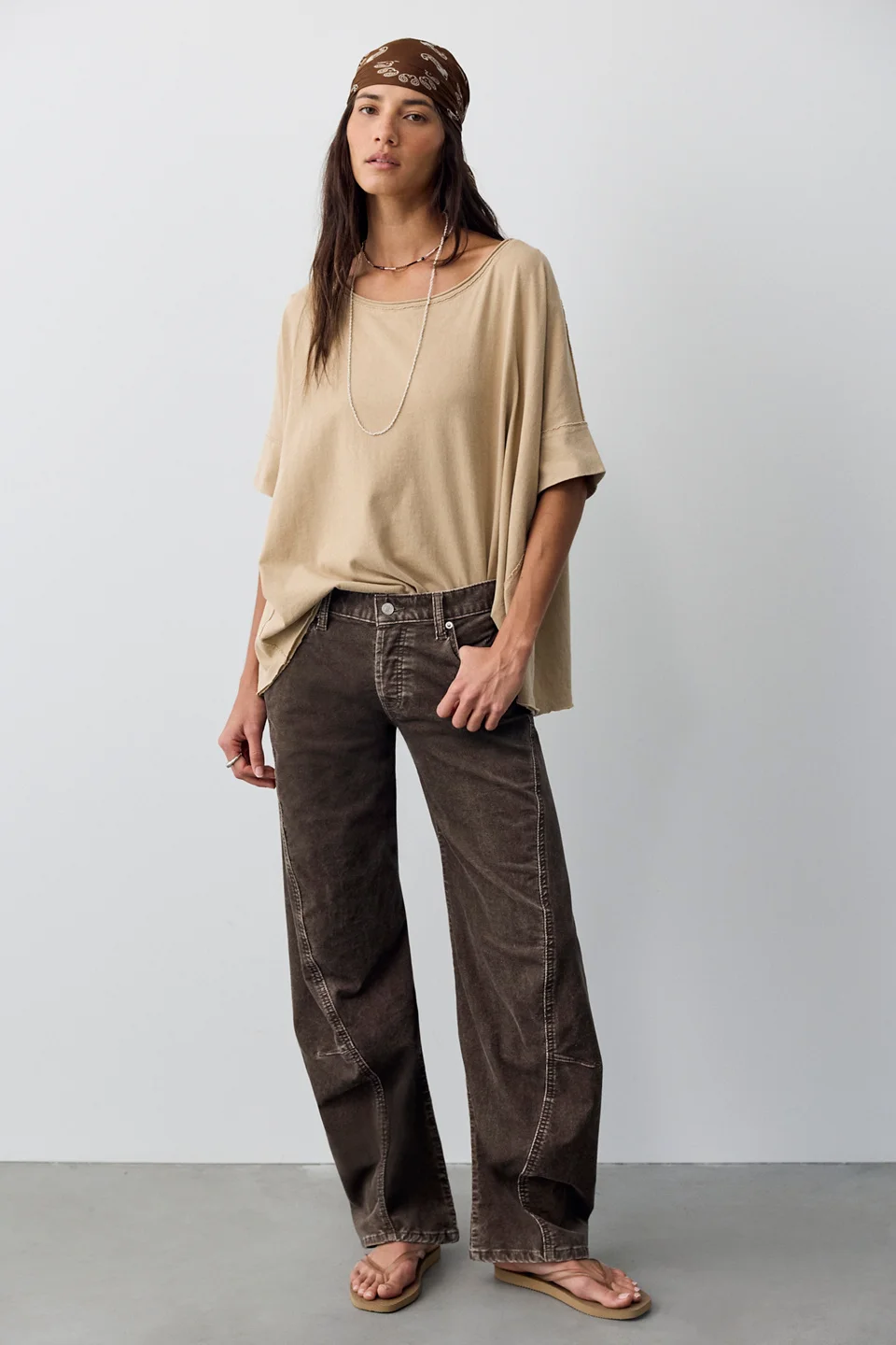 We The Free Fable Washed Cord Low-Rise Twisted Bowed Jeans - 1
