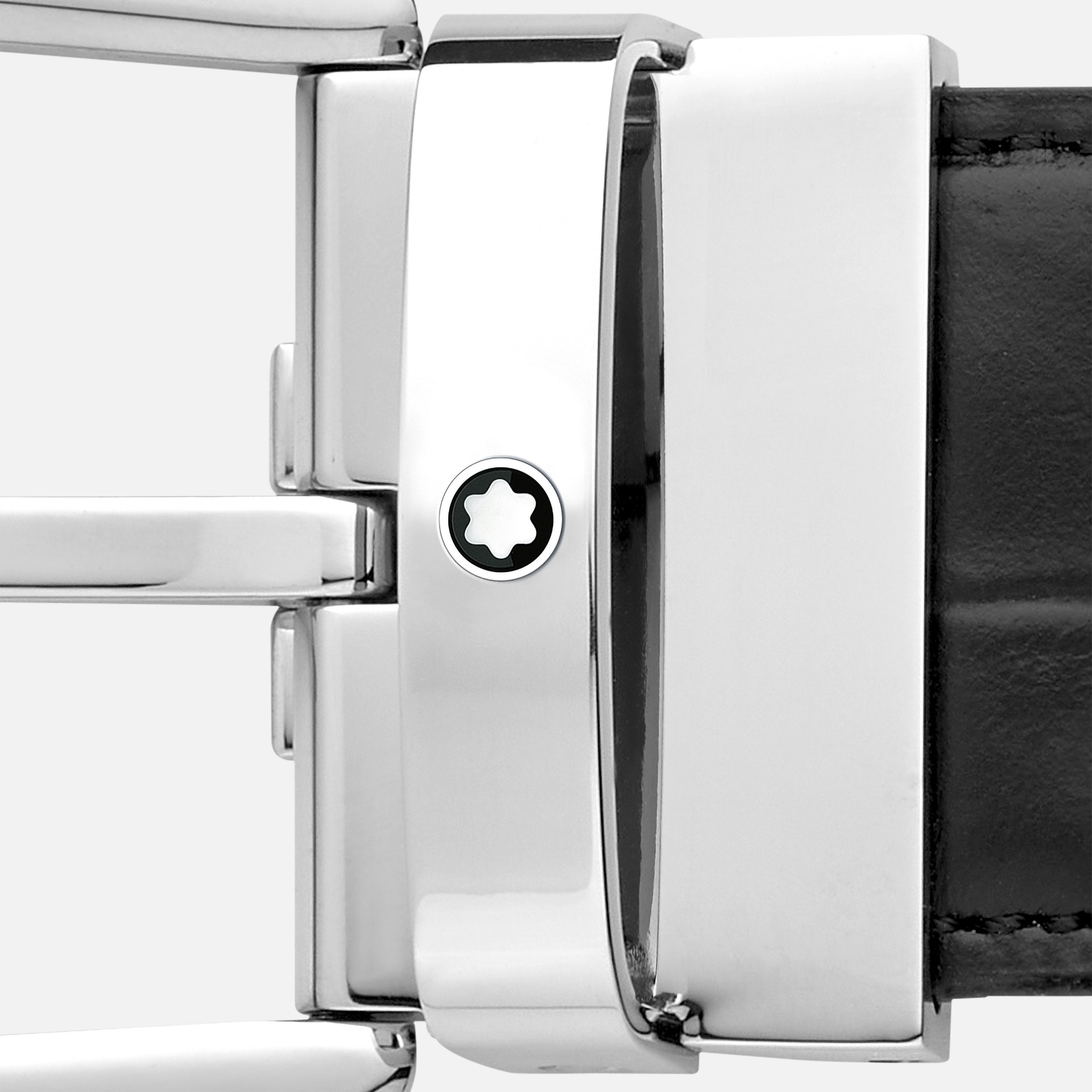 Horseshoe buckle printed black/plain black 35 mm reversible leather belt - 3