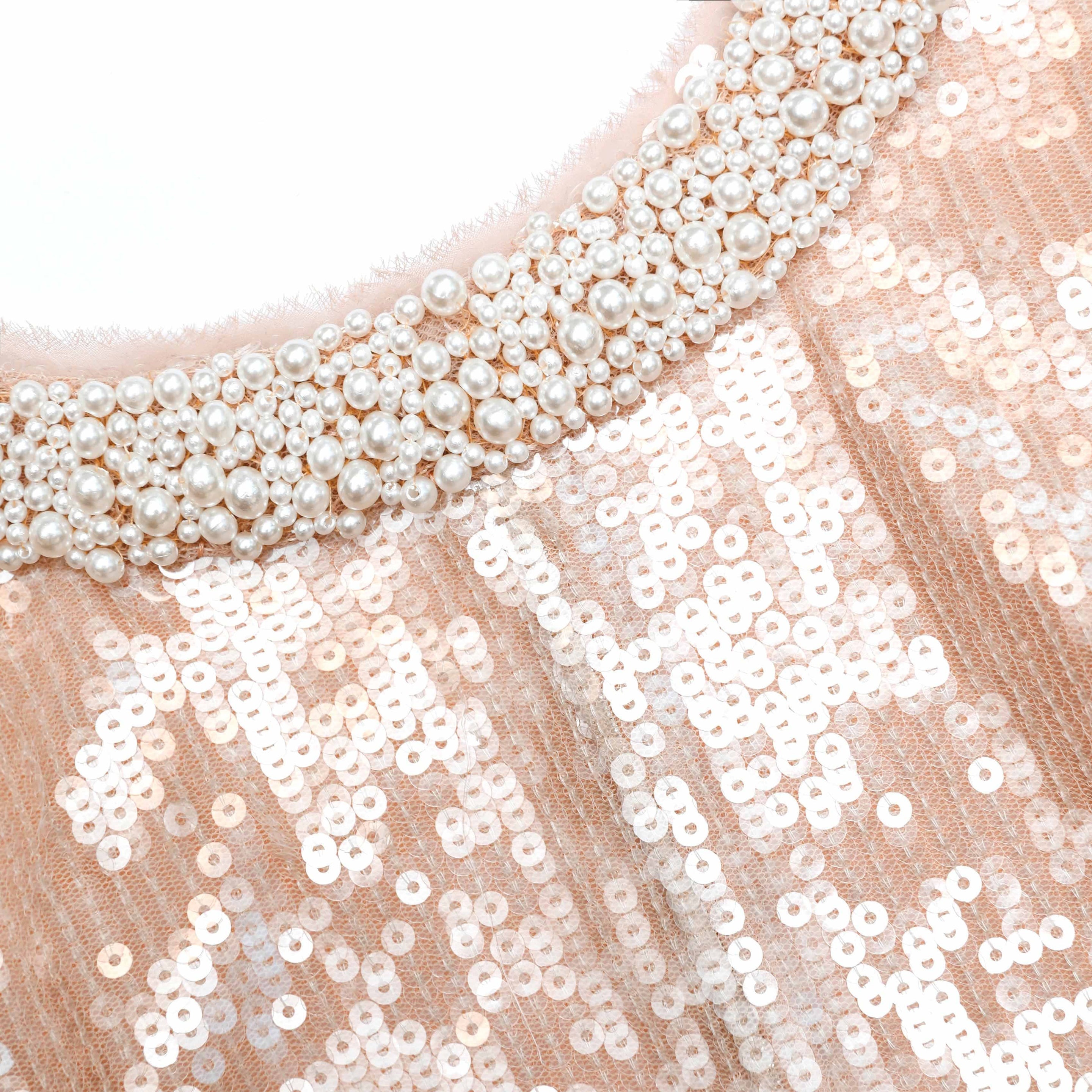 Sequin Pearl Trim Midi Dress - 5