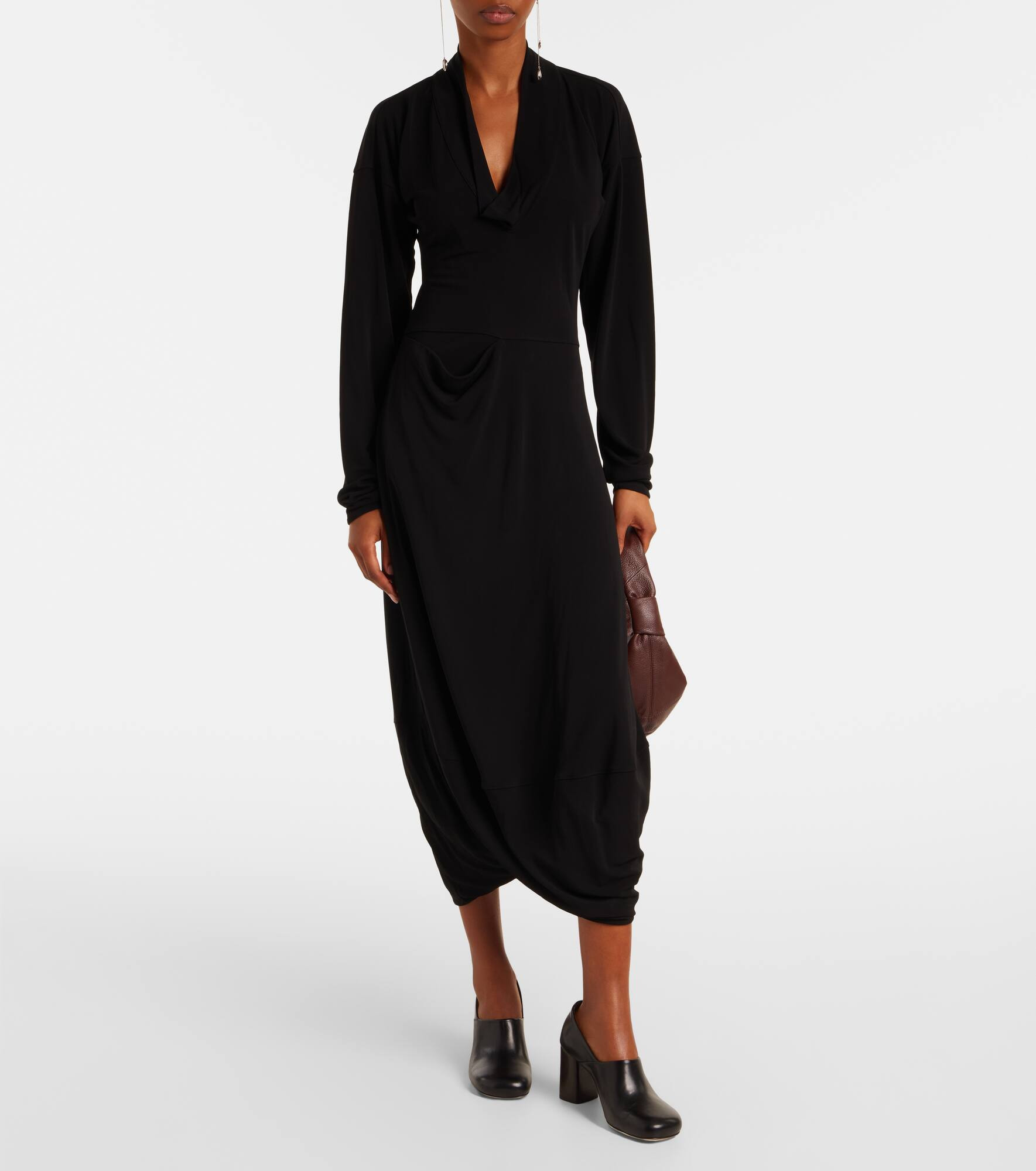 Draped crêpe jersey maxi dress - 2