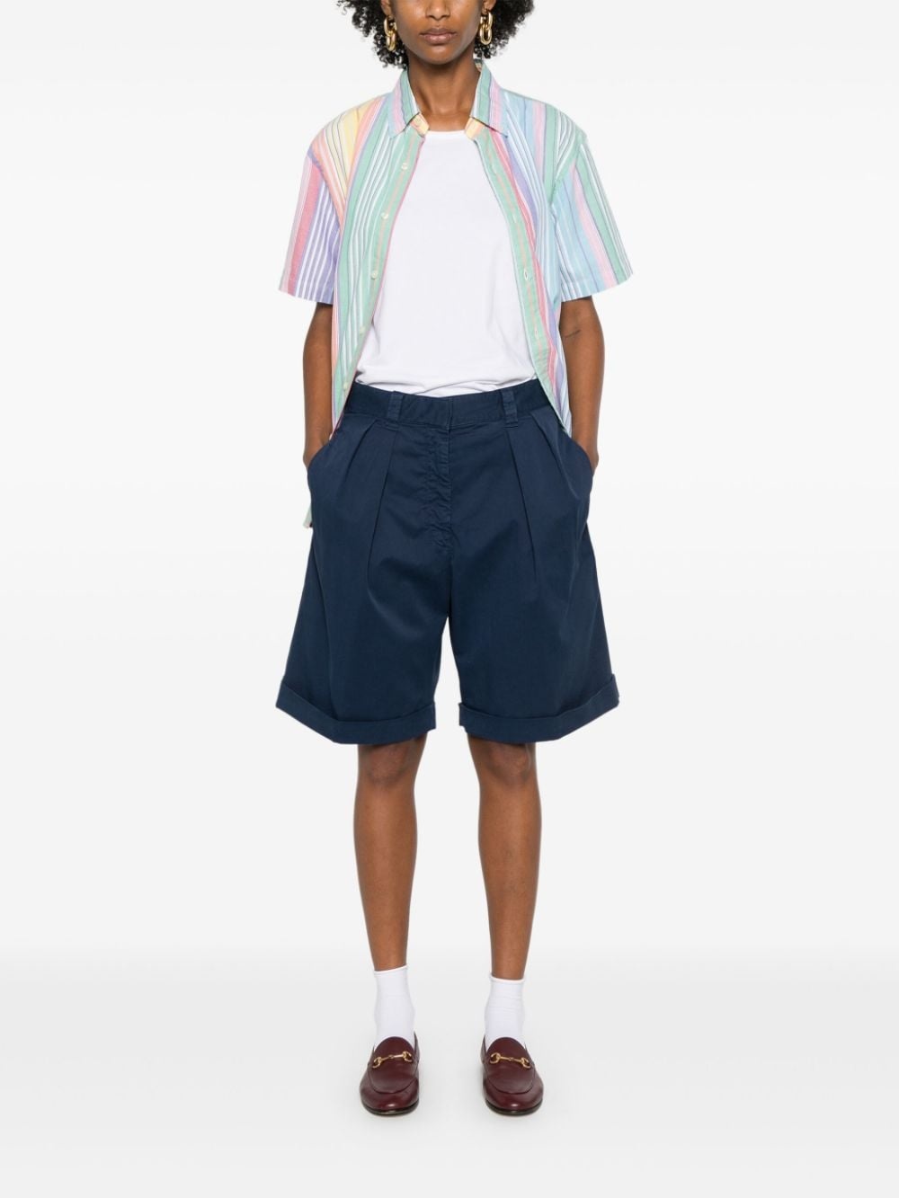 turn-up cotton shorts - 2