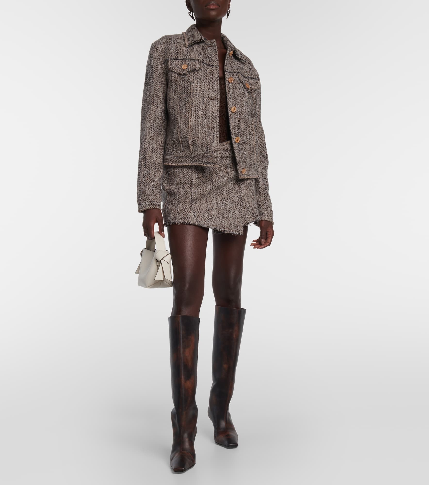 Oiasa herringbone wool-blend jacket - 2