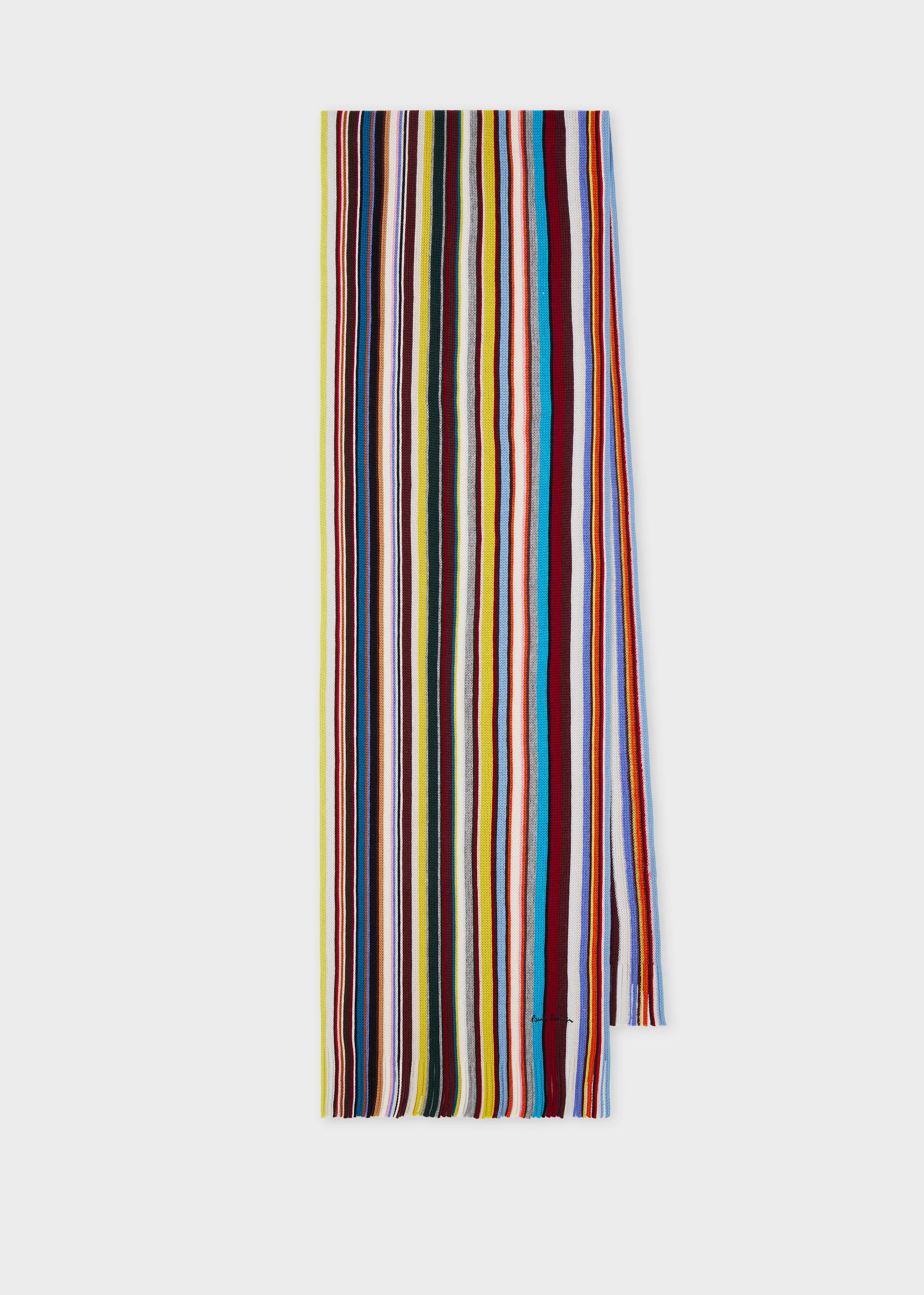Knitted Merino Wool 'Signature Stripe' Scarf - 1