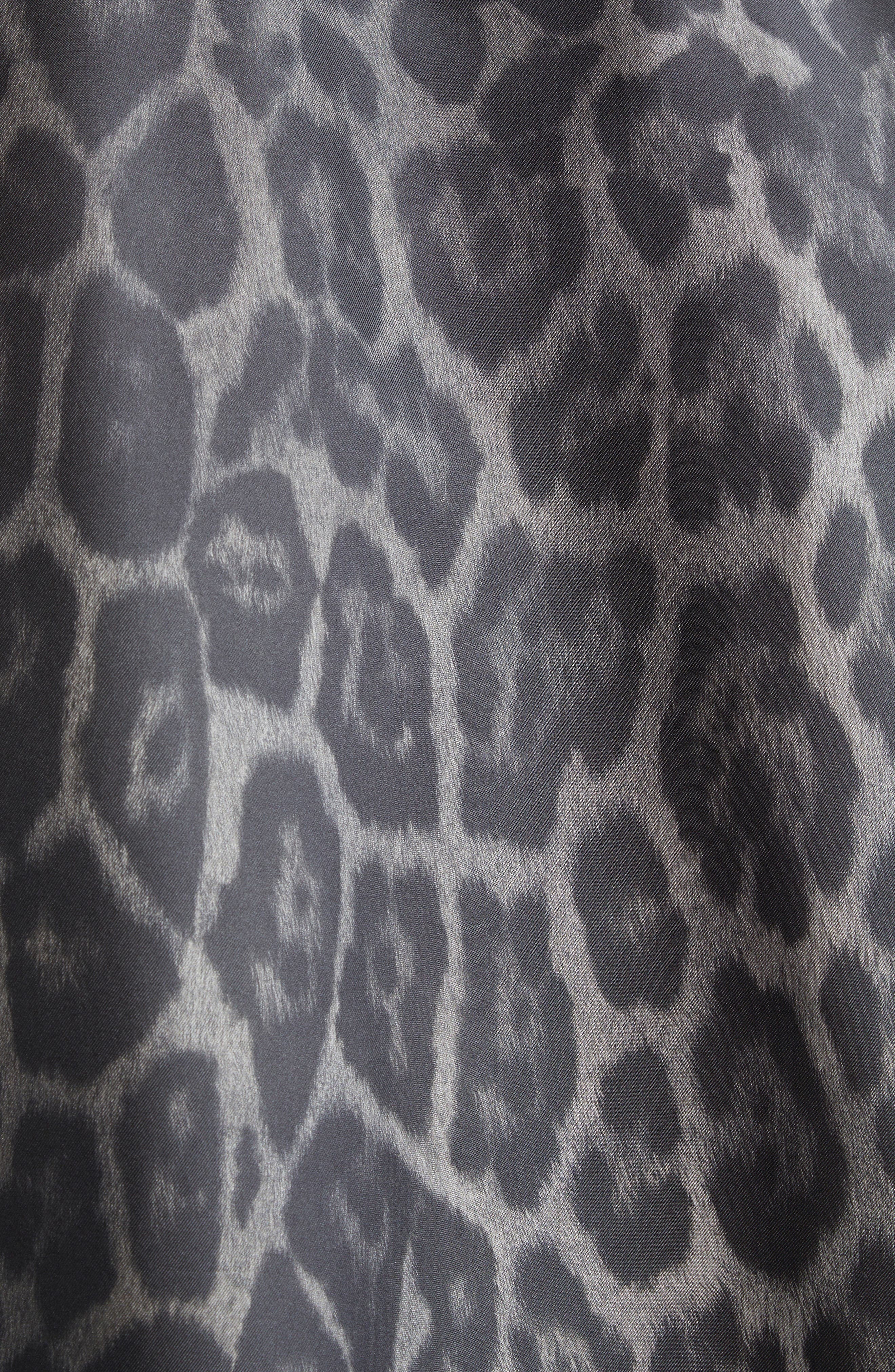 Stella McCartney Leopard Print Silk Button-Up Shirt in Ash Grey at Nordstrom - 7