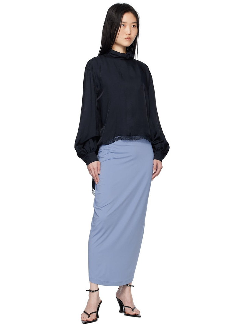 pushBUTTON Blue Lace Layered Maxi Skirt outlook
