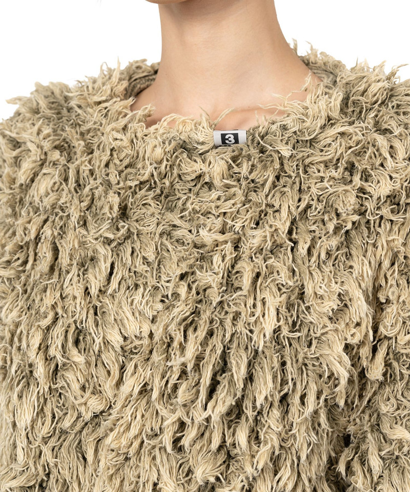 Bleached Shaggy Cropped Knit Sweater 13