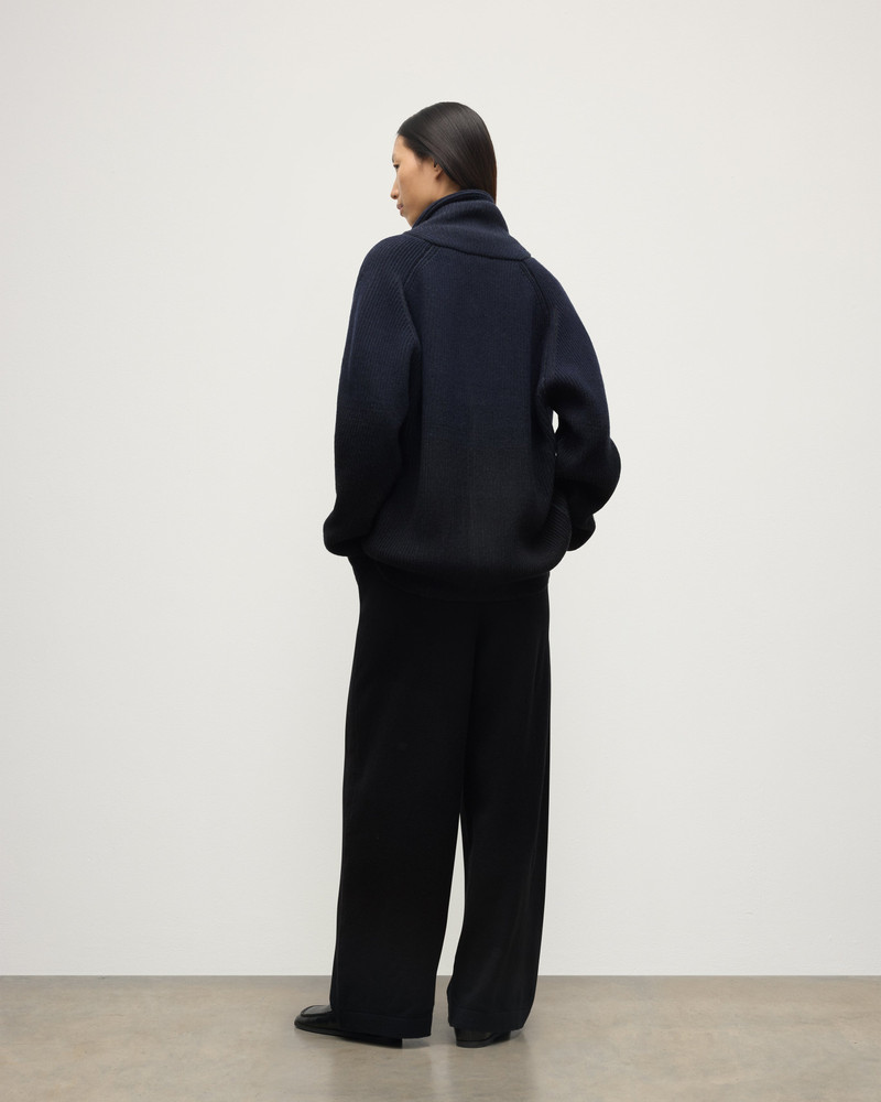 Pioneer Navy to Black Shawl Collar Cashmere Cardigan 4