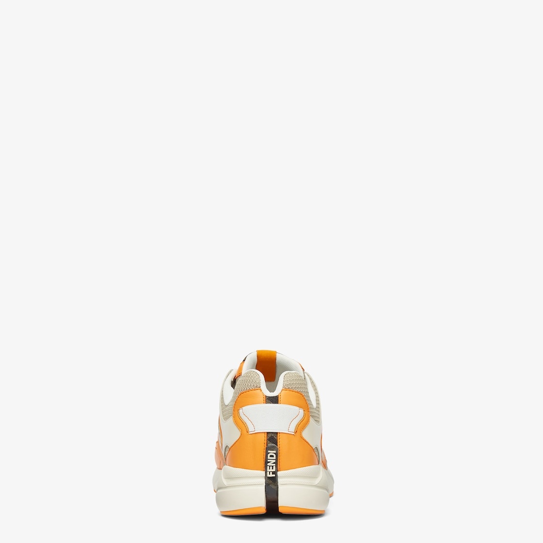 Fendi Faster sneakers made of orange nubuck leather with beige tech fabric details and 3D rubber FF  - 3