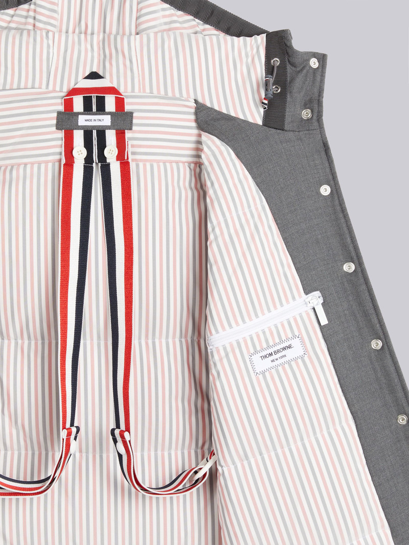 Medium Grey Down-filled Super 120's Wool Twill Drawstring Mid-calf Hooded Shirtdress 6