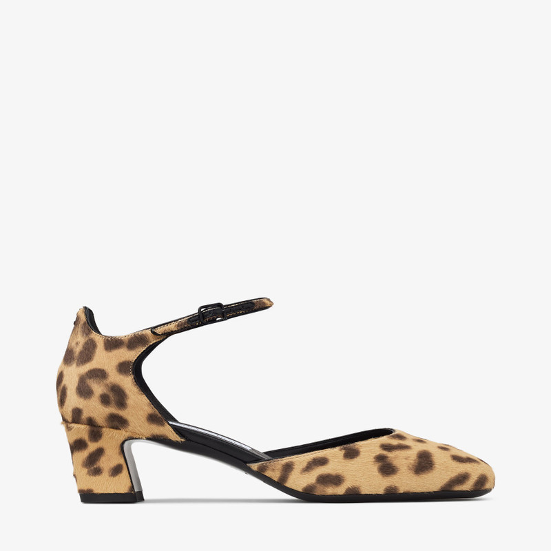 Pixie Block Heel 45 Natural Leopard Print Pony Pumps - 1