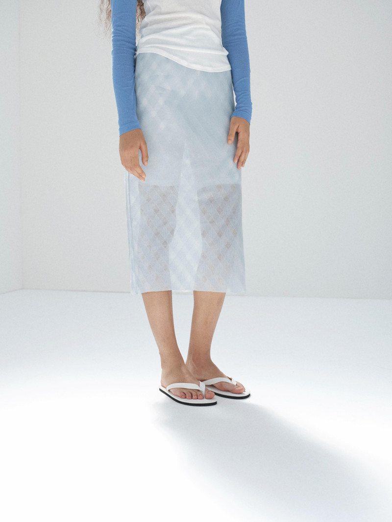 SHEER SILK COTTON CUT JACQUARD PENCIL SKIRT 3