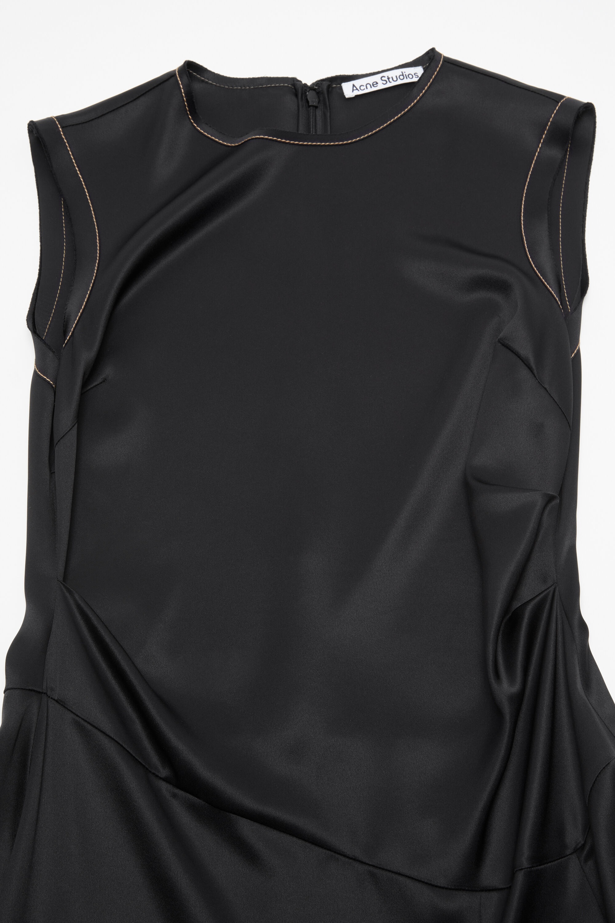 Satin sleeveless dress - Black - 6